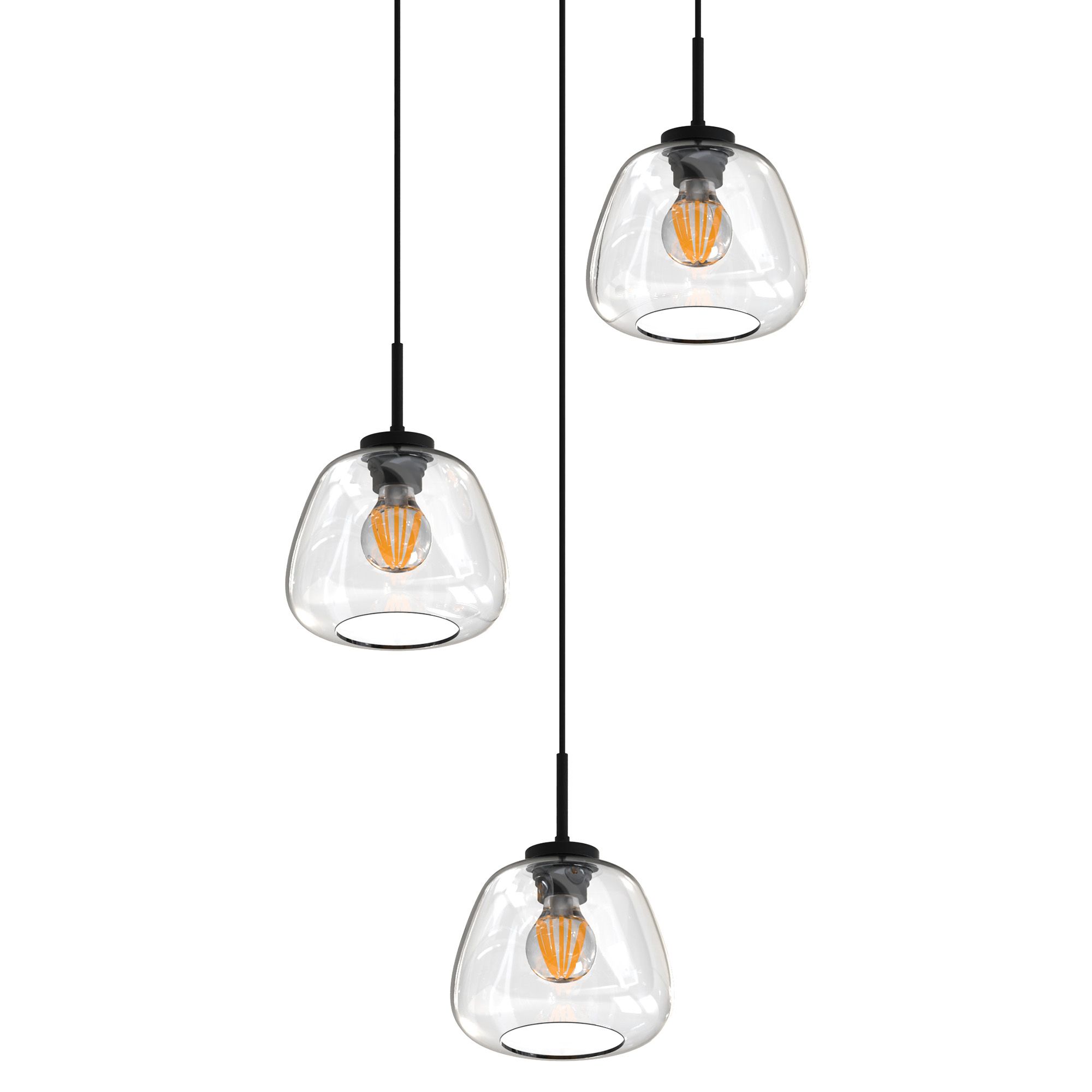 Suspension ronde 3 lumières GIOBOLE verre transparent Ø18cm