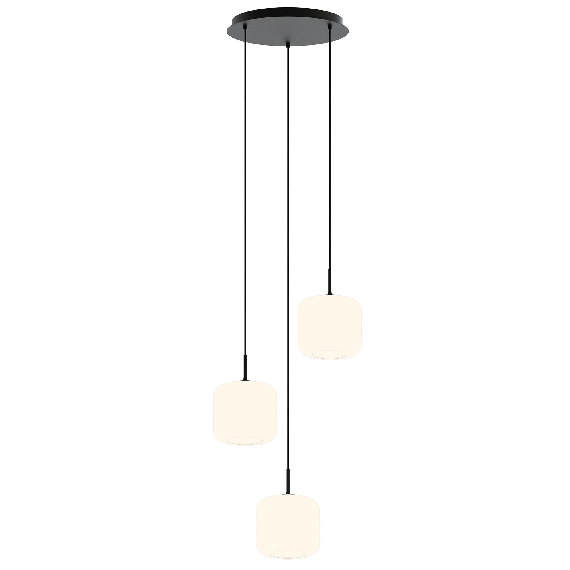 Suspension ronde 3 lumières GIOBOLE verre strié opalin Ø18cm