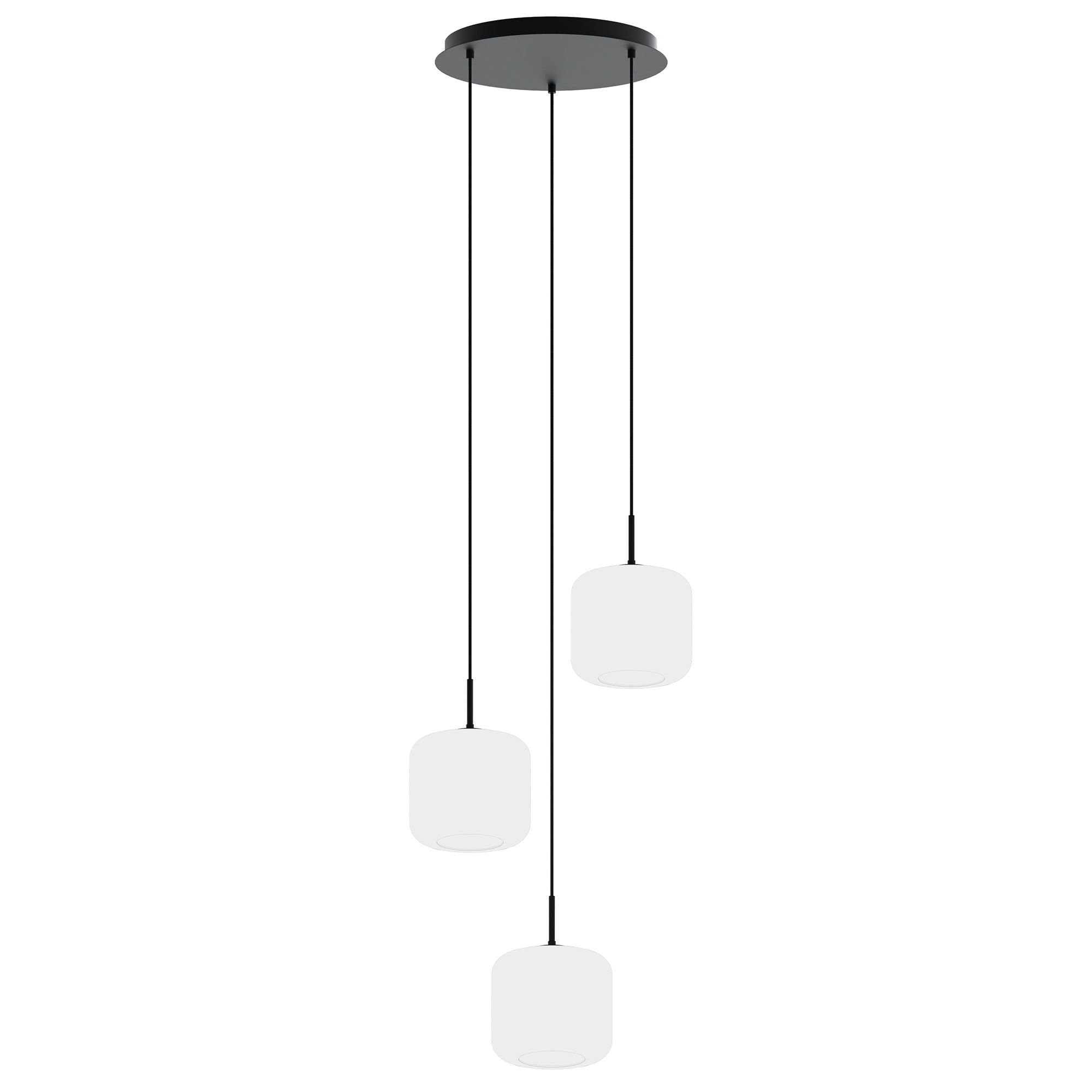 Suspension ronde 3 lumières GIOBOLE verre strié opalin Ø18cm