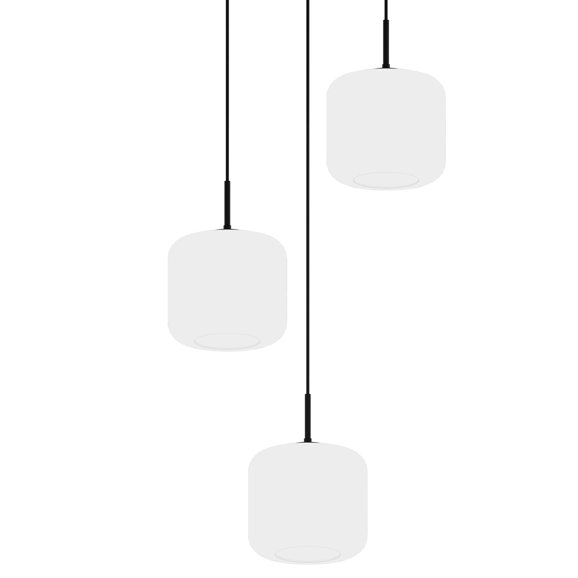Suspension ronde 3 lumières GIOBOLE verre strié opalin Ø18cm