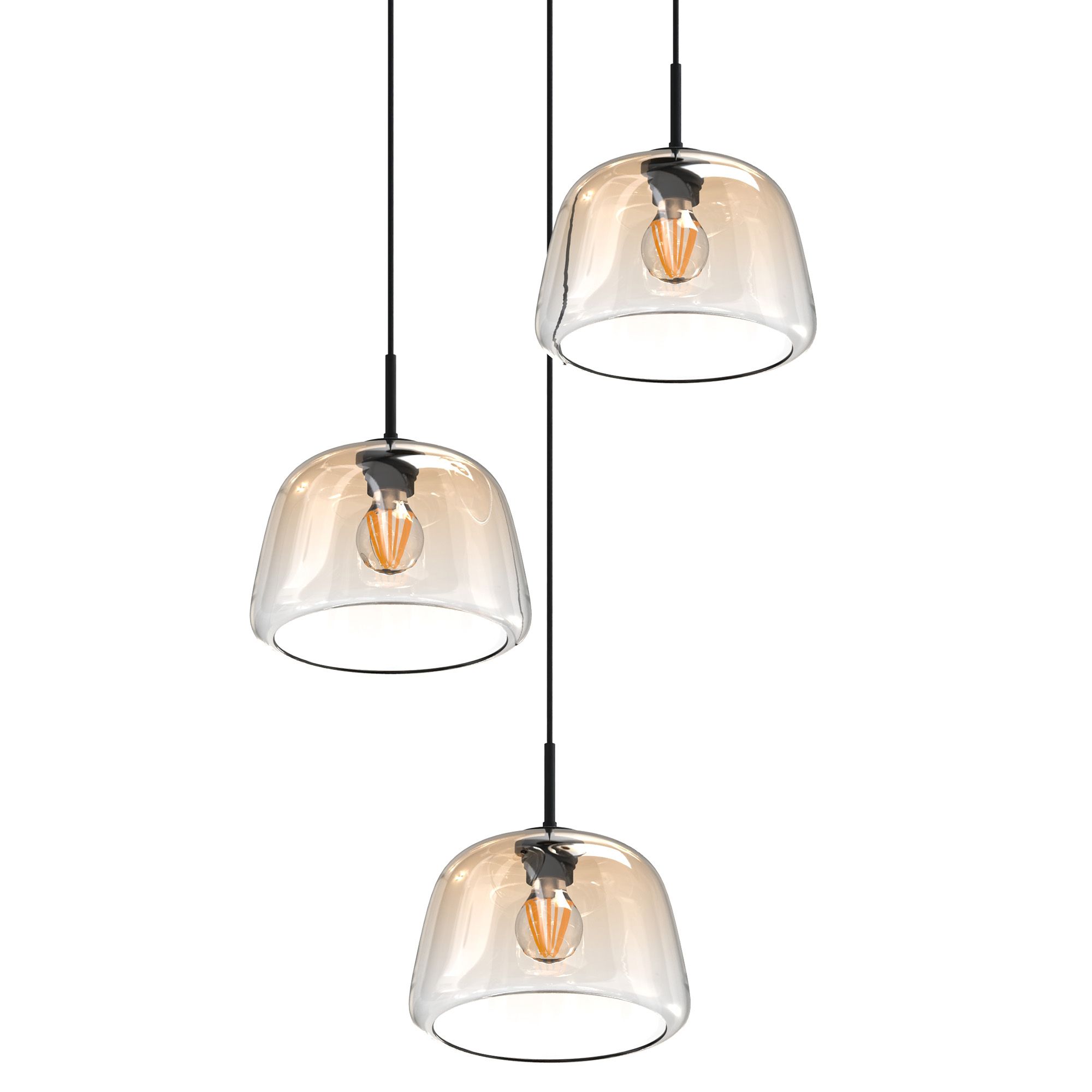 Suspension ronde 3 lumières GIOBOLE verre ambré Ø18cm