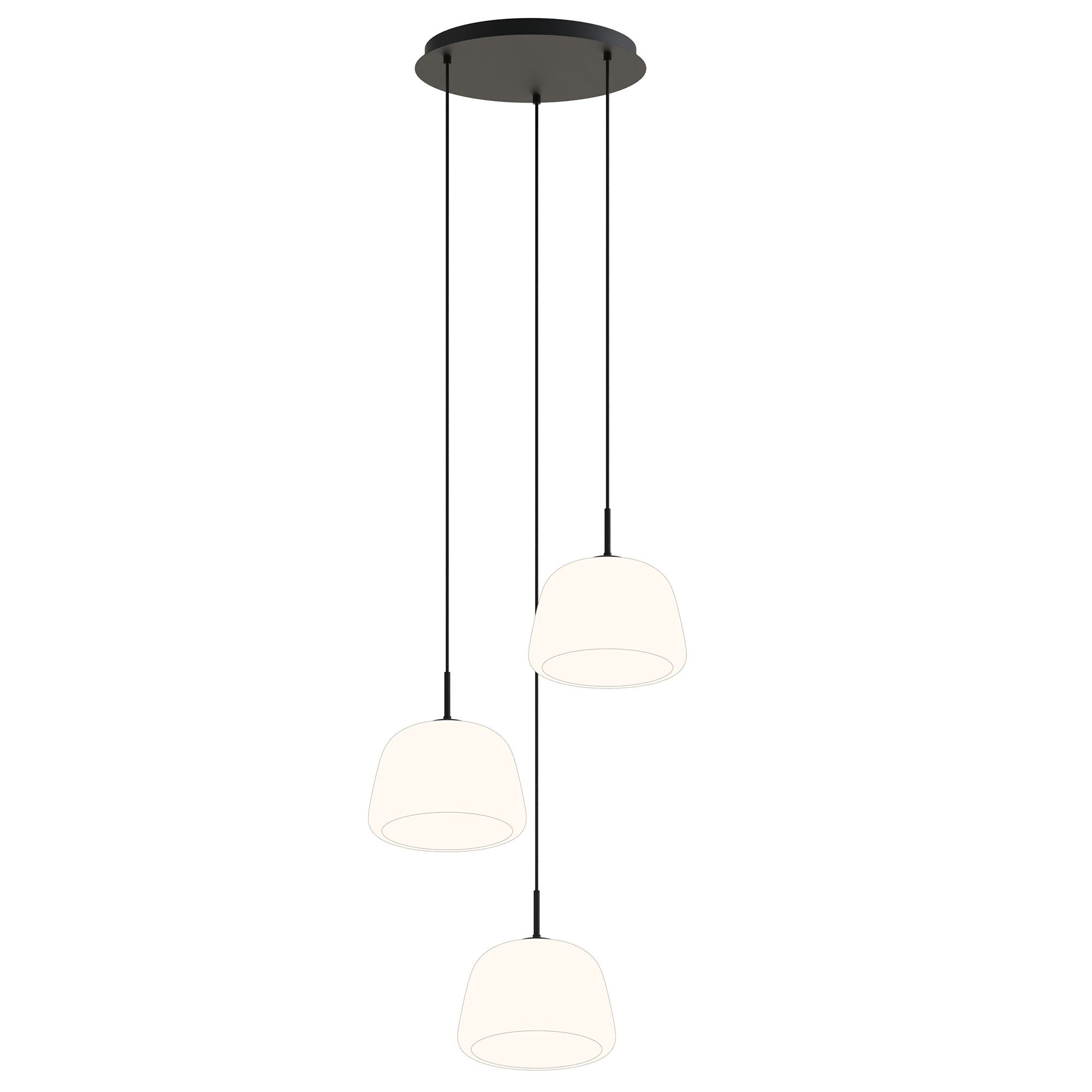 Suspension ronde 3 lumières GIOBOLE verre opalin Ø18cm