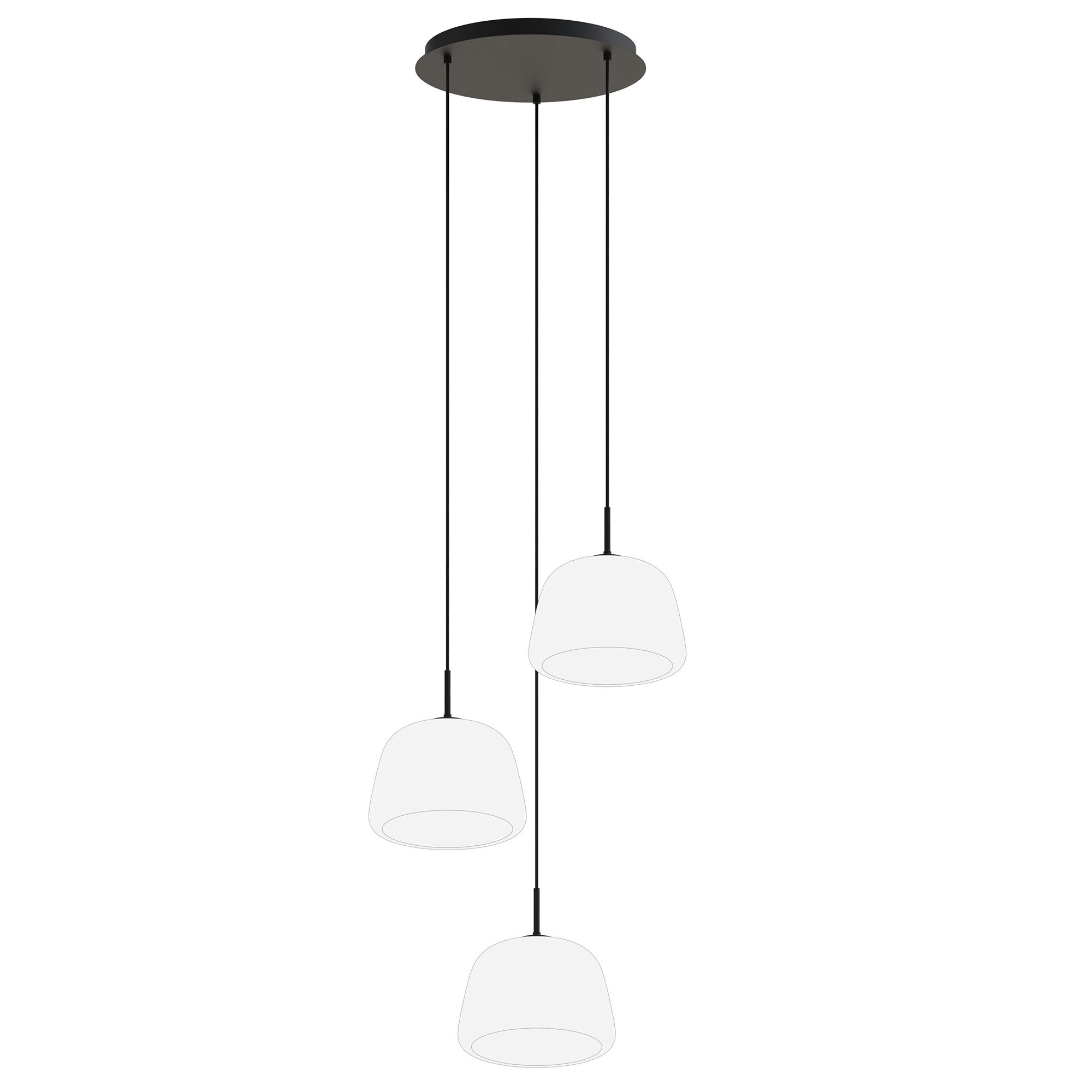 Suspension ronde 3 lumières GIOBOLE verre opalin Ø18cm