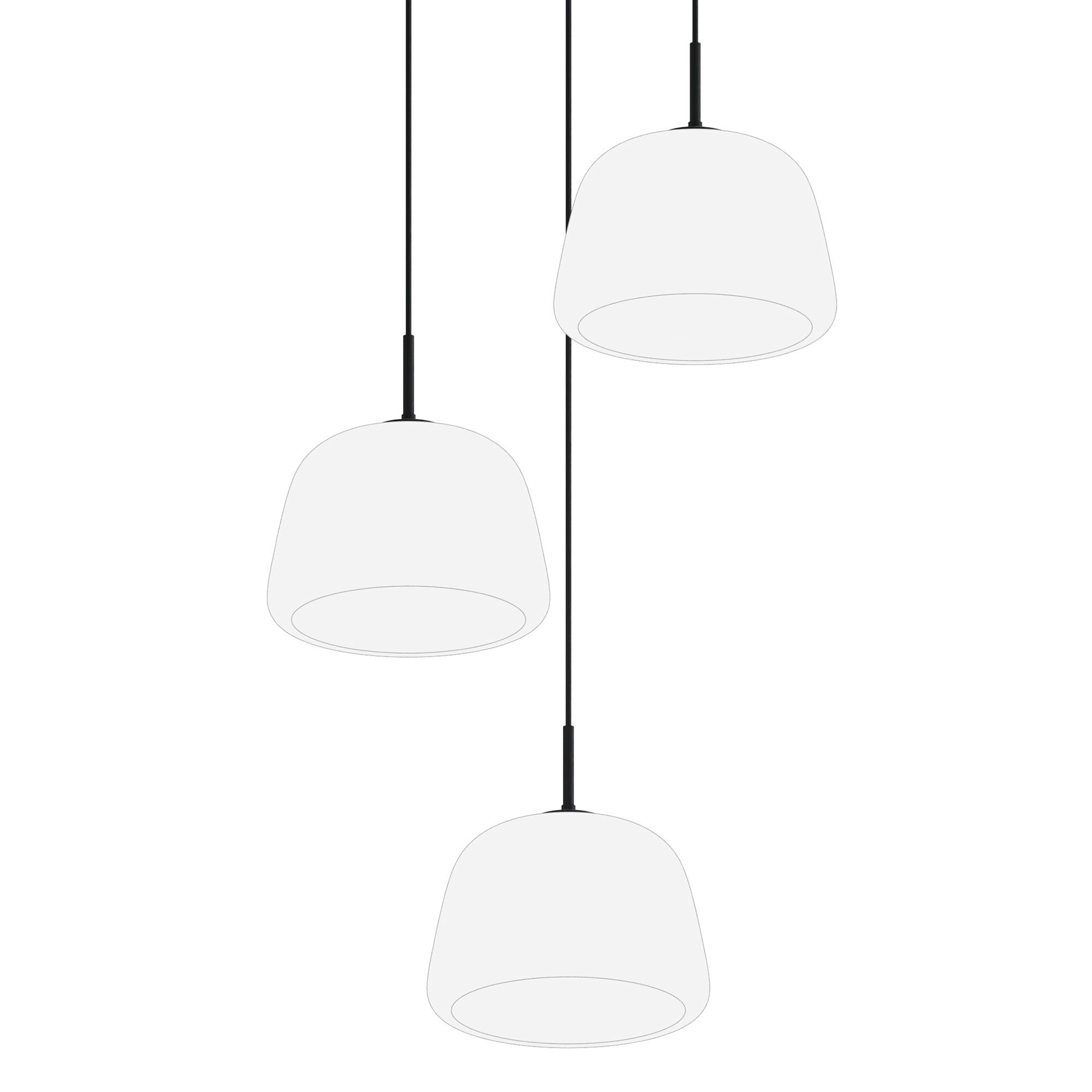 Suspension ronde 3 lumières GIOBOLE verre opalin Ø18cm