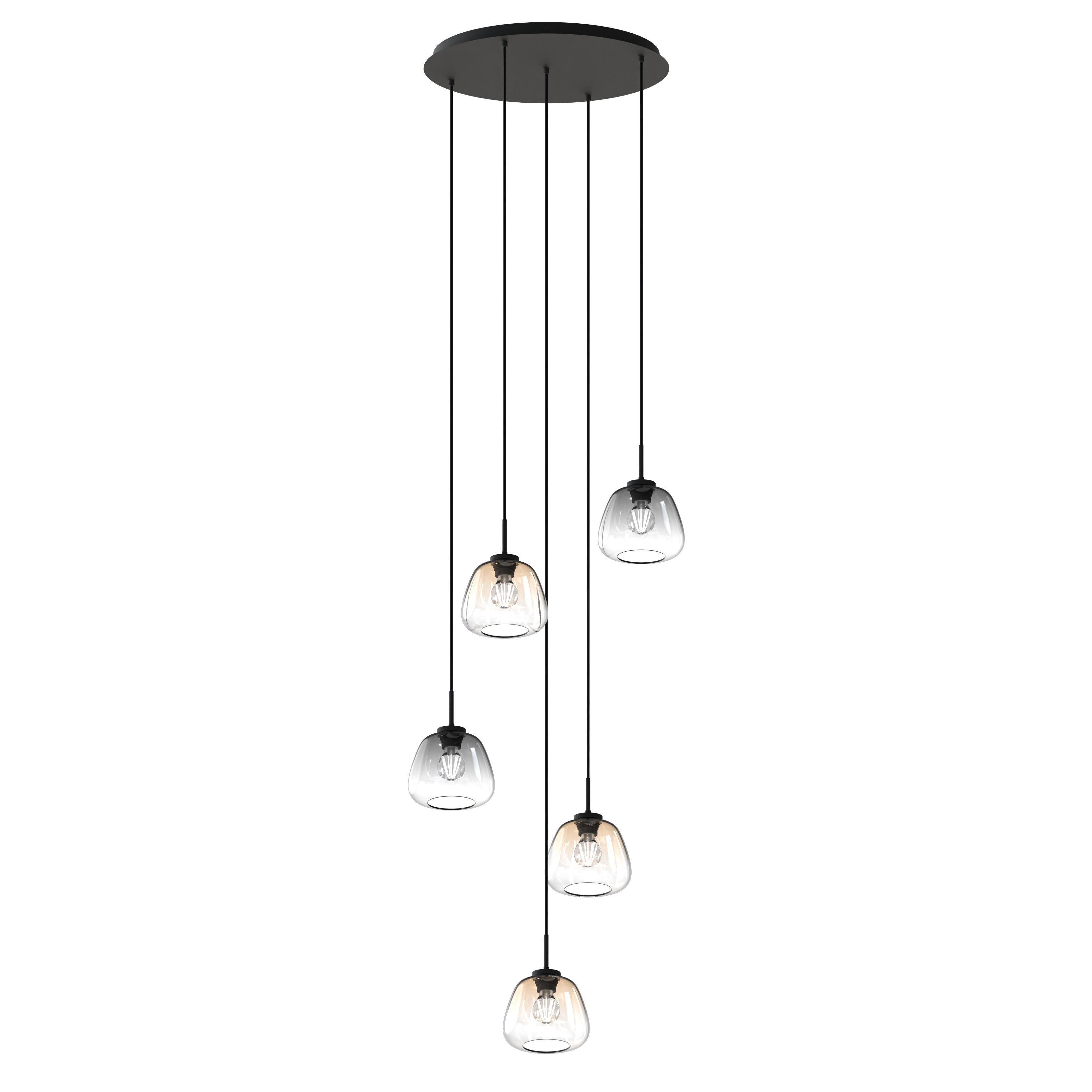 Suspension ronde 5 lumières GIOBOLE Verre fumé/ambré Ø18cm