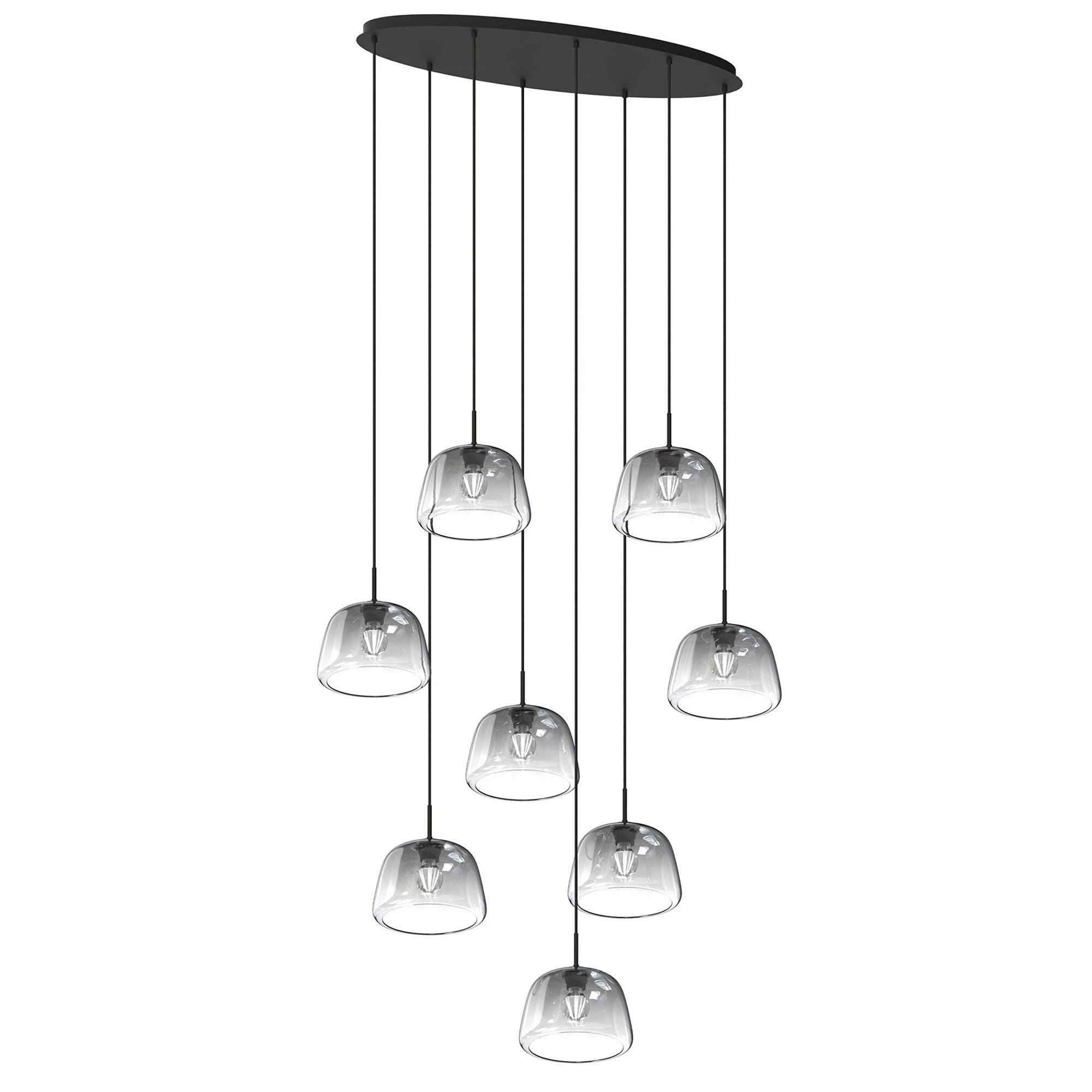 Suspension 8 lumières GIOBOLE verre fumé Ø18cm