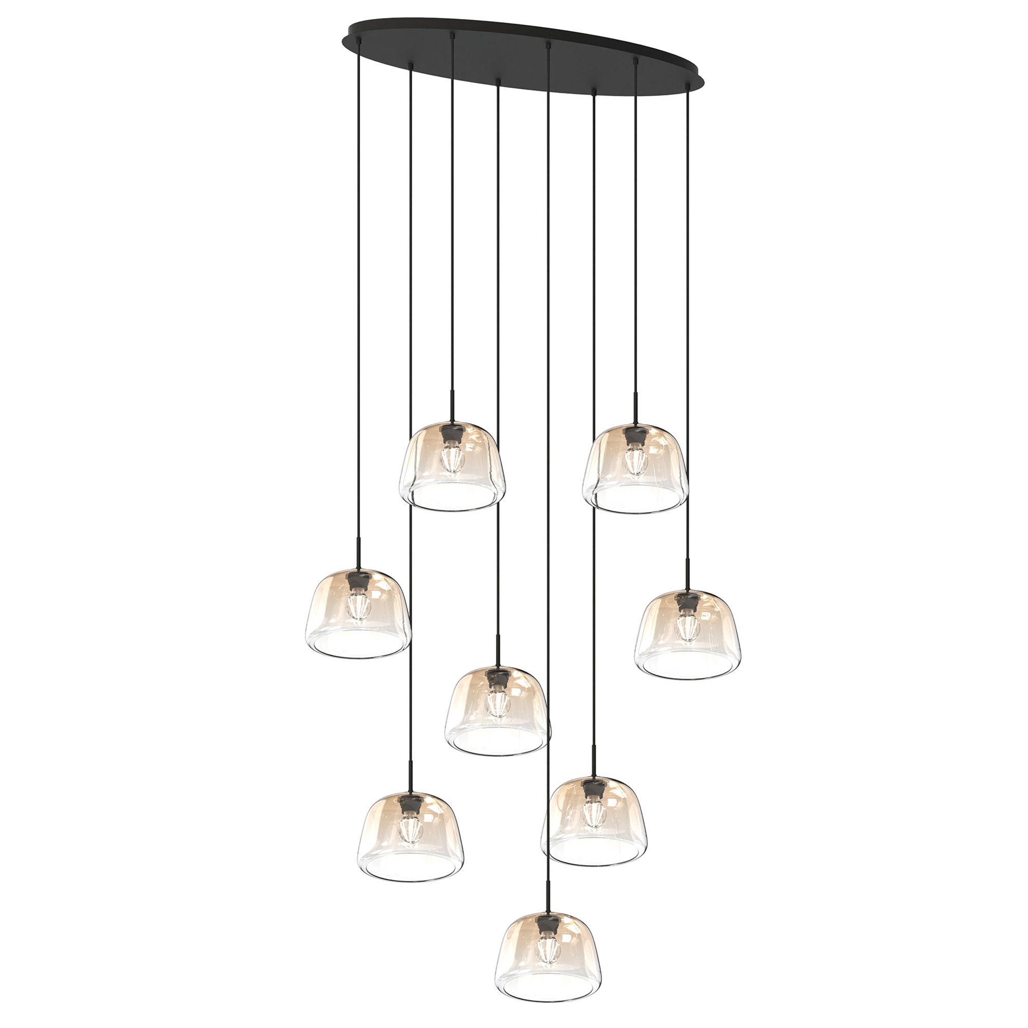 Suspension 8 lumières GIOBOLE verre ambré Ø18cm