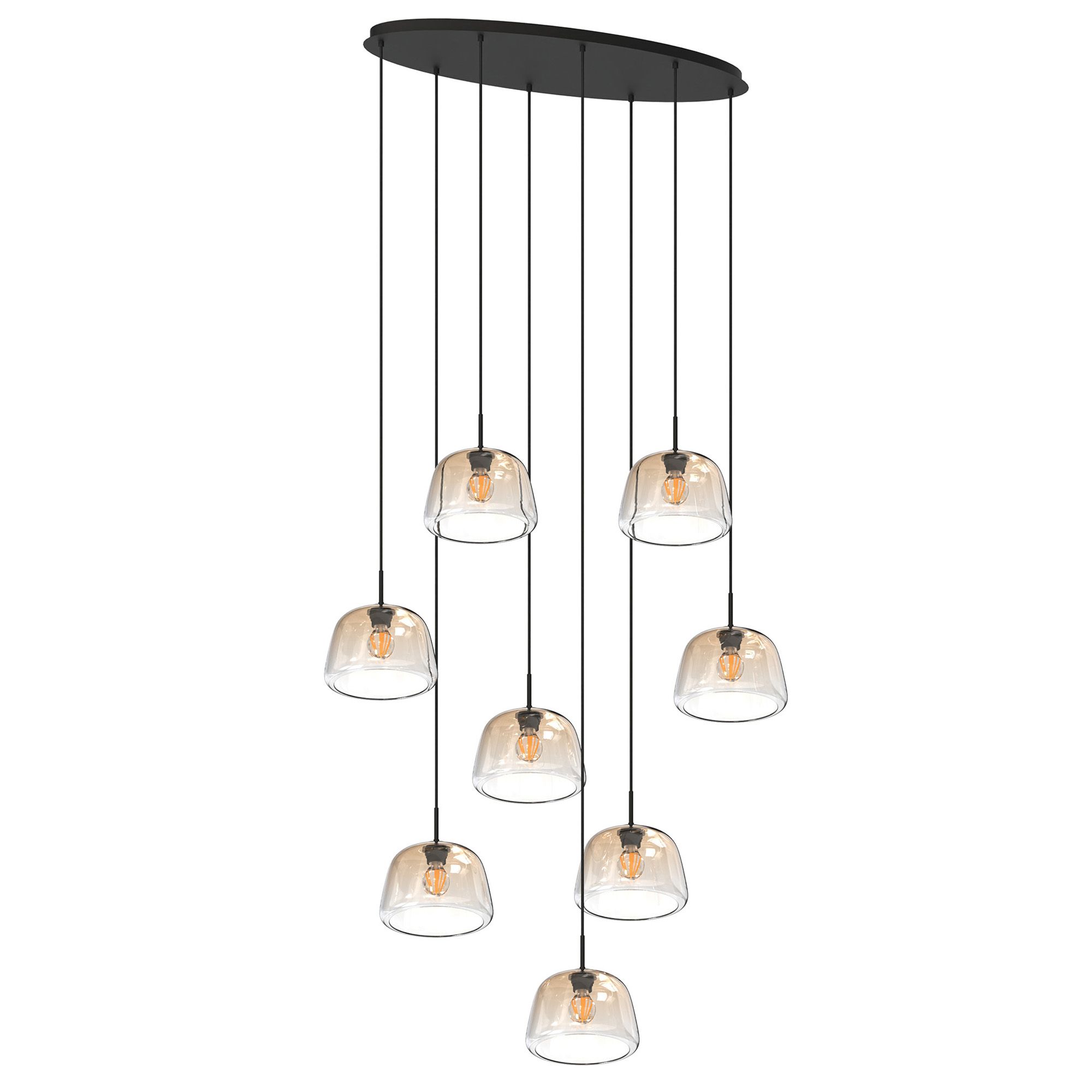 Suspension 8 lumières GIOBOLE verre ambré Ø18cm
