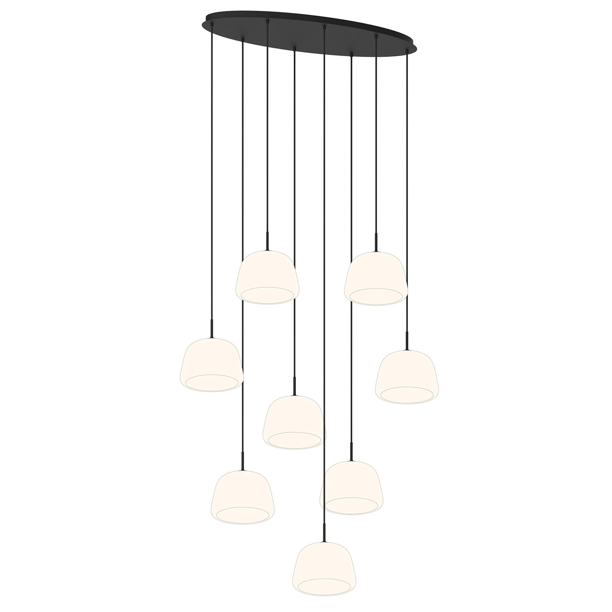 Suspension 8 lumières GIOBOLE verre opalin Ø18cm