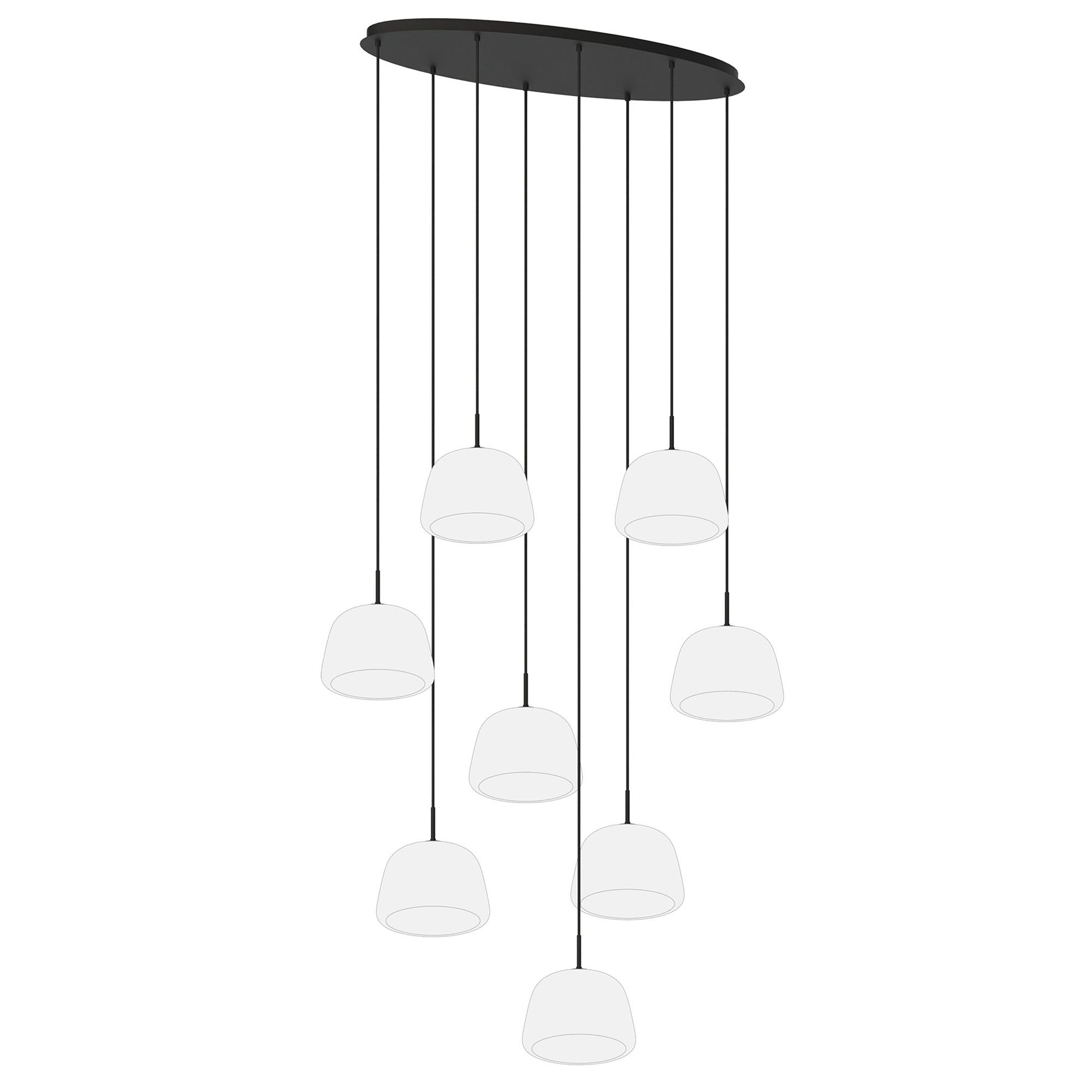 Suspension 8 lumières GIOBOLE verre opalin Ø18cm