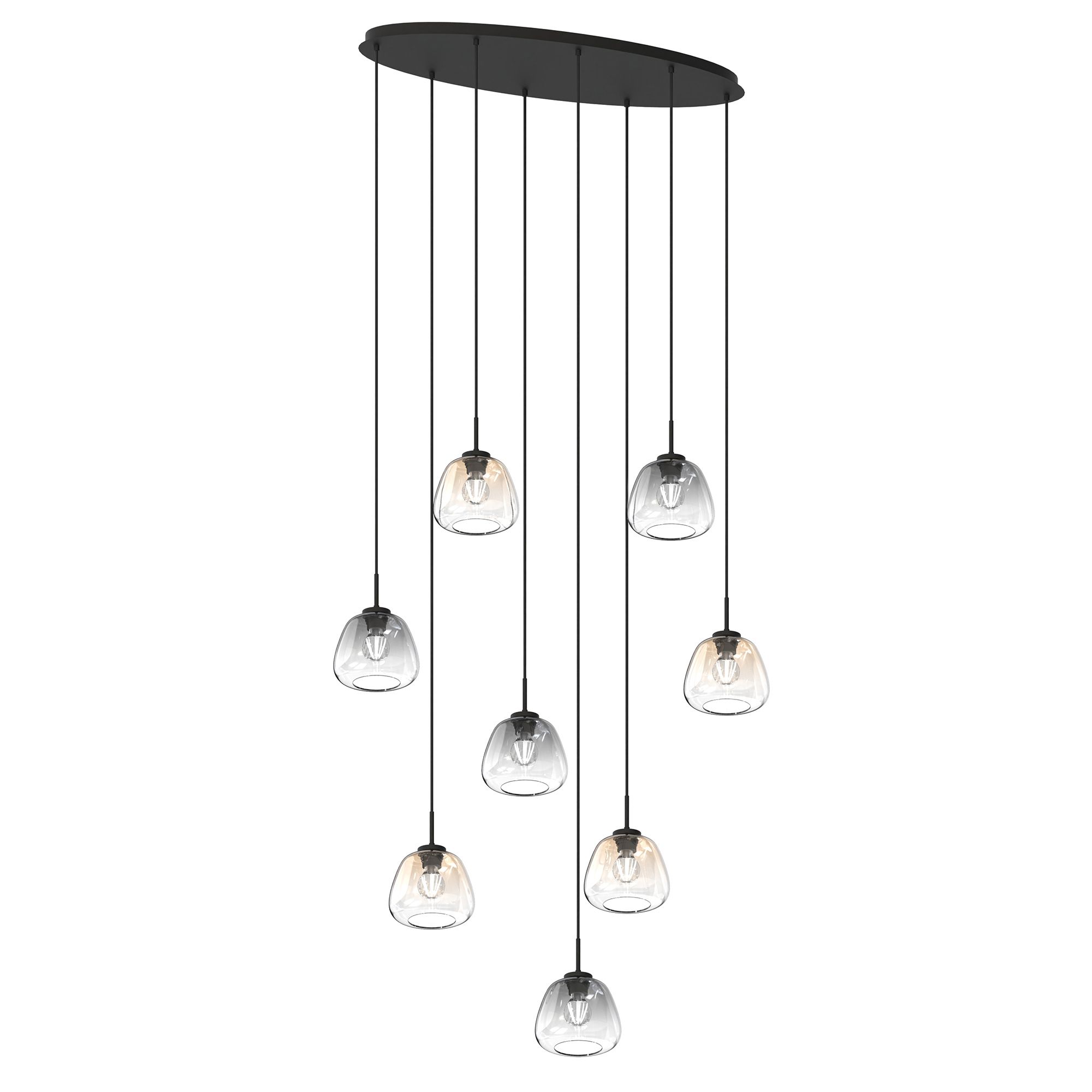 Suspension 8 lumières GIOBOLE verre fumé/ambré Ø18cm