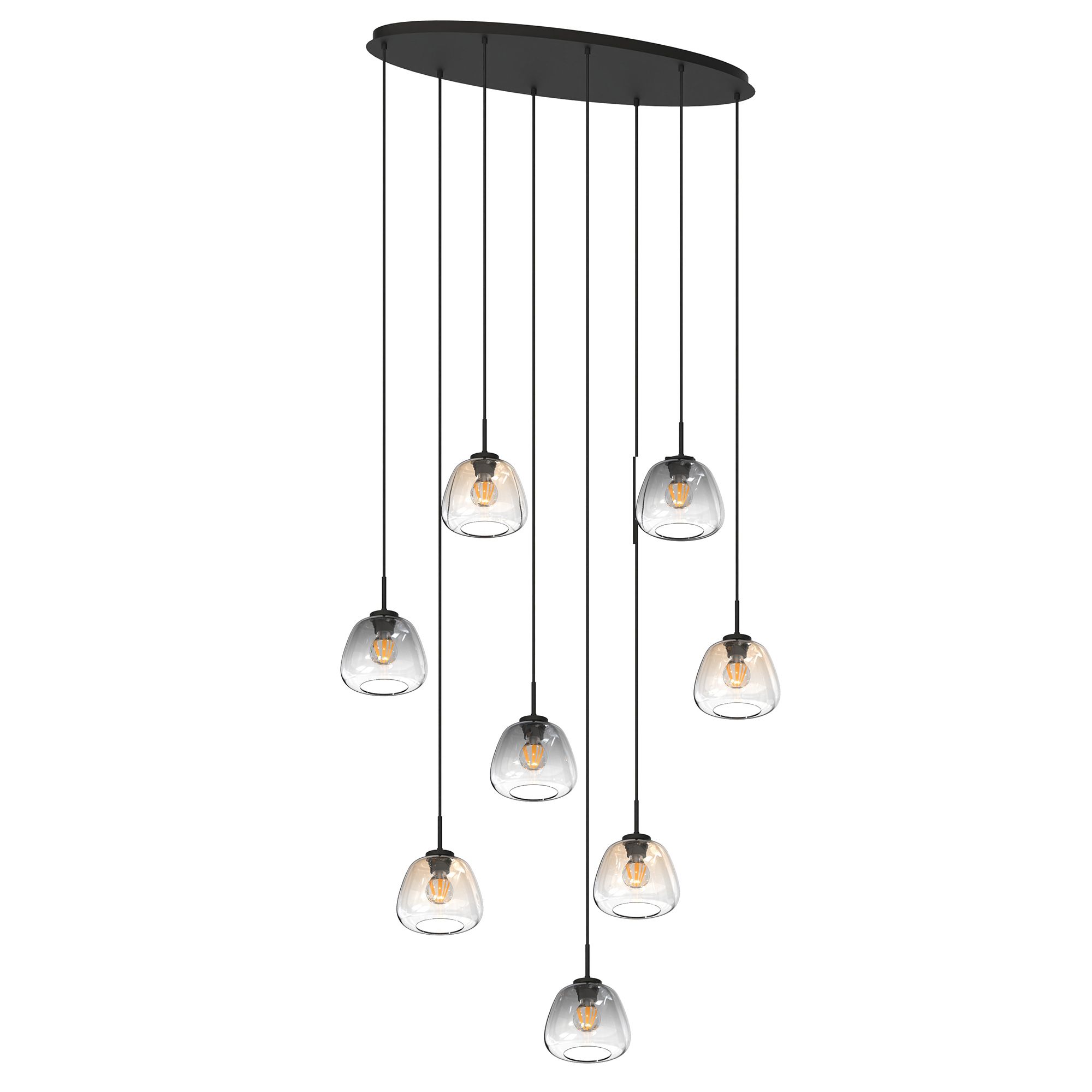 Suspension 8 lumières GIOBOLE verre fumé/ambré Ø18cm