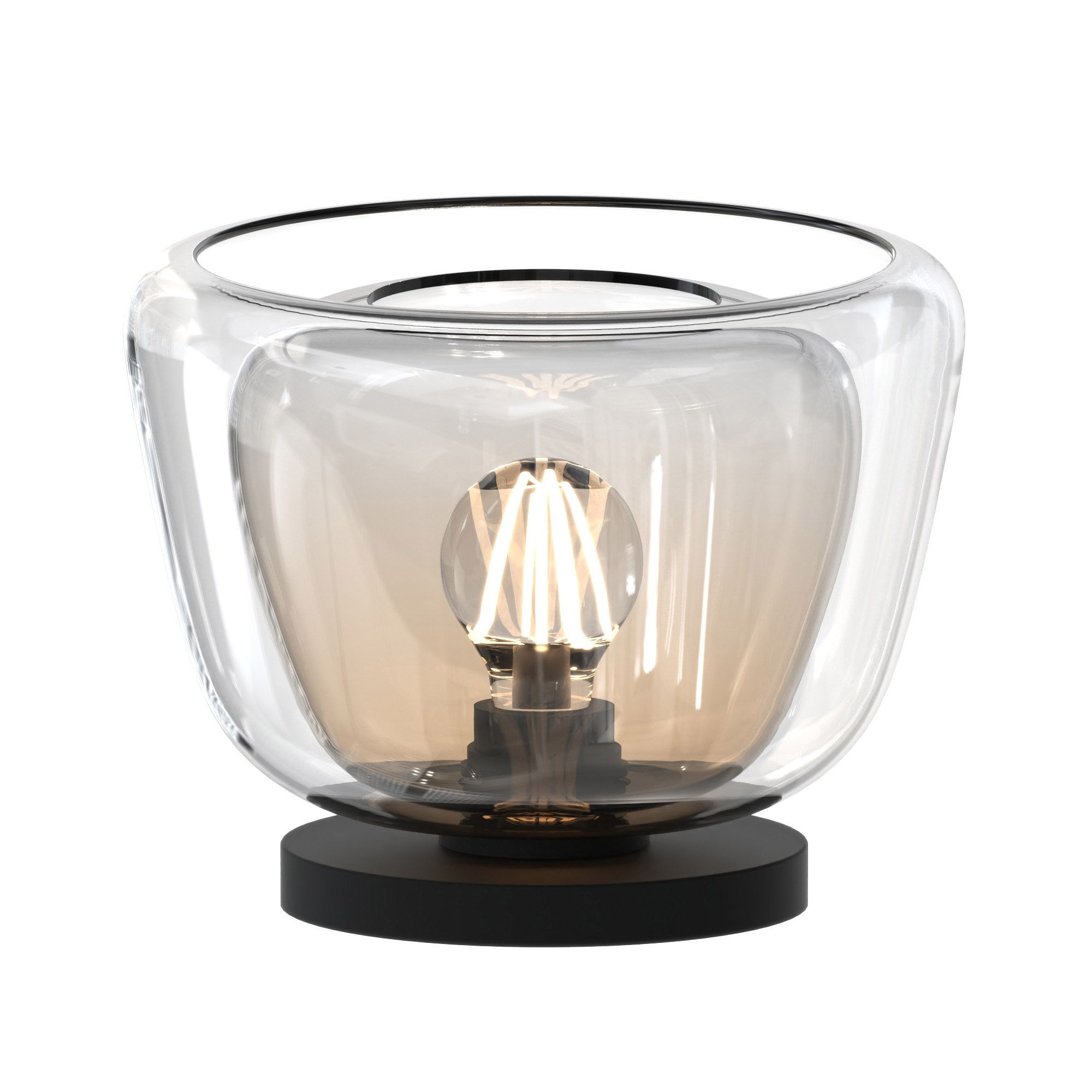 Lampe GIOBOLE double verre ambré/transparent Ø24cm