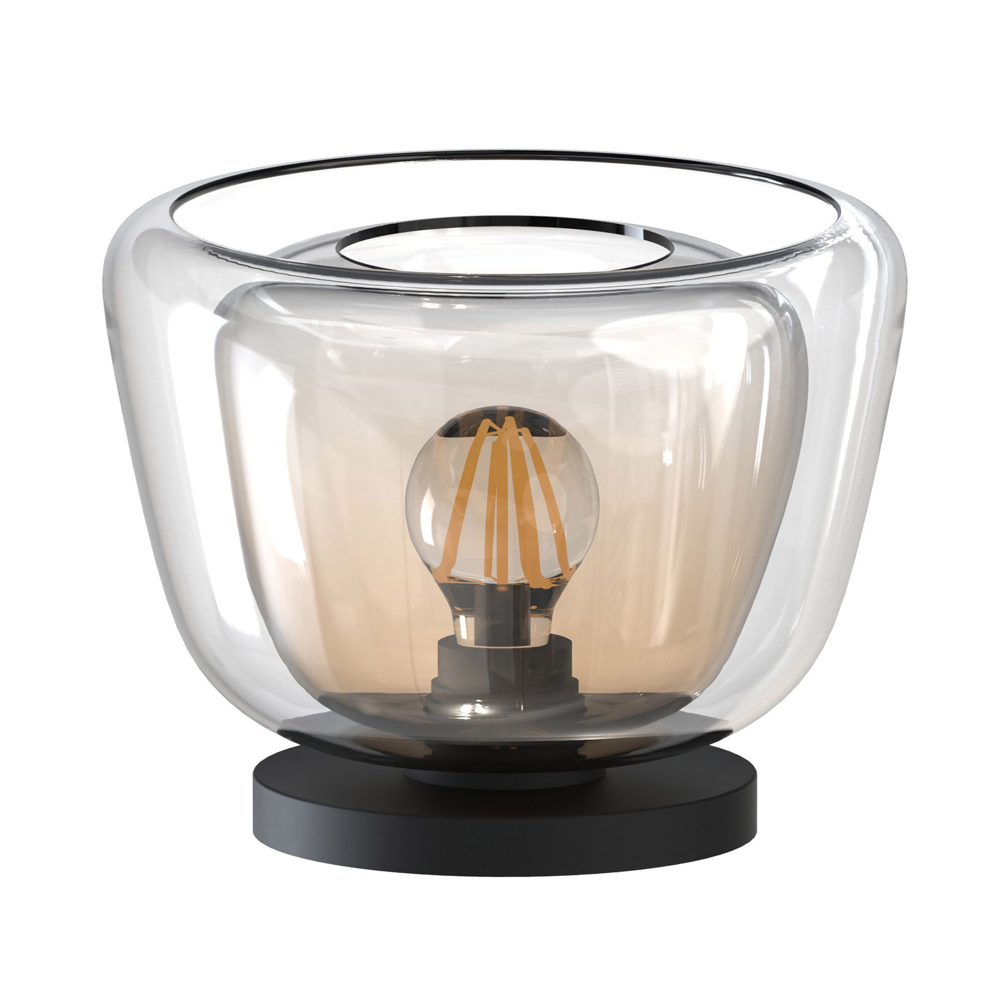 Lampe GIOBOLE double verre ambré/transparent Ø24cm