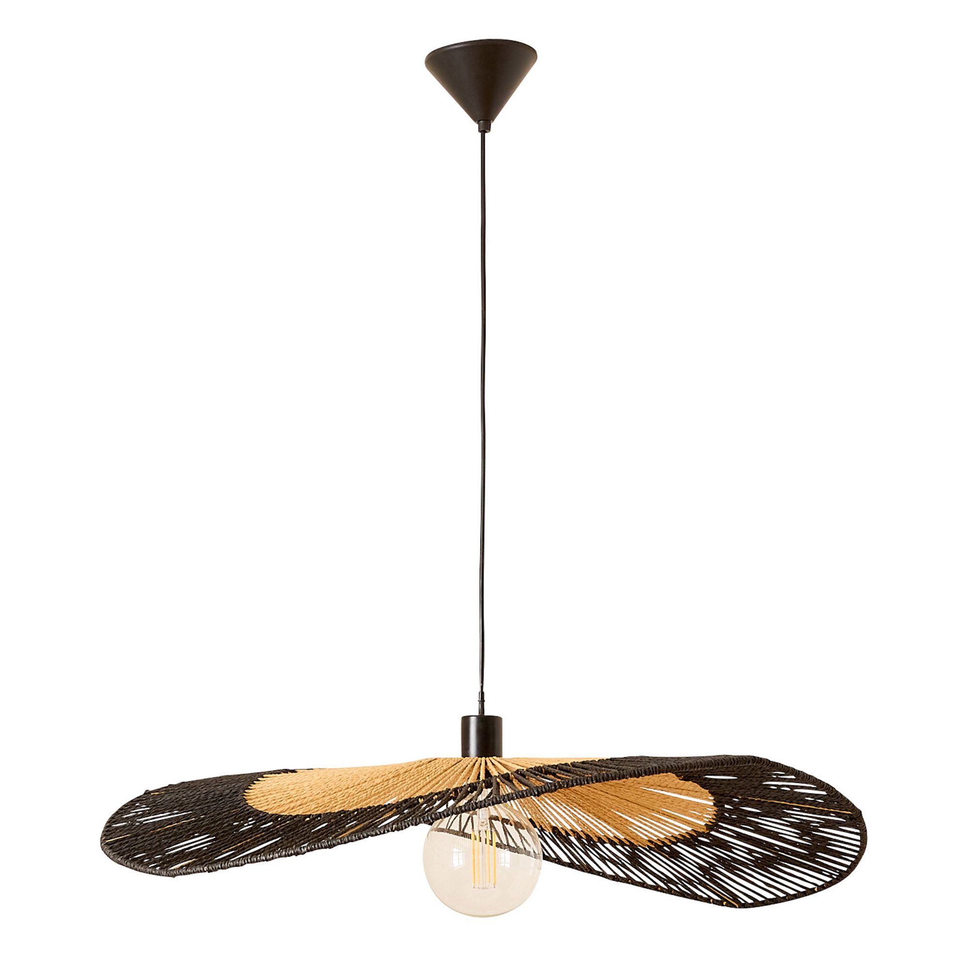 Suspension MIXO bambou naturel noir Ø80cm