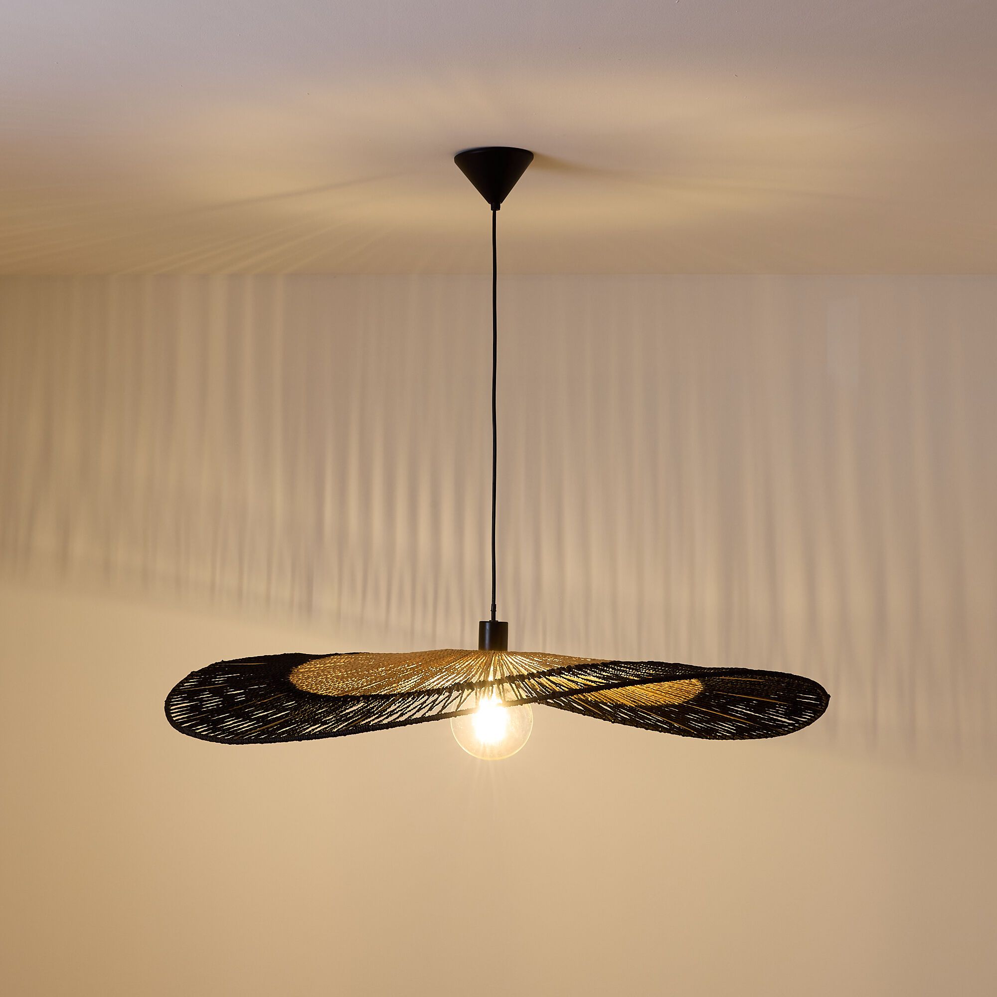 Suspension MIXO bambou naturel noir Ø100cm