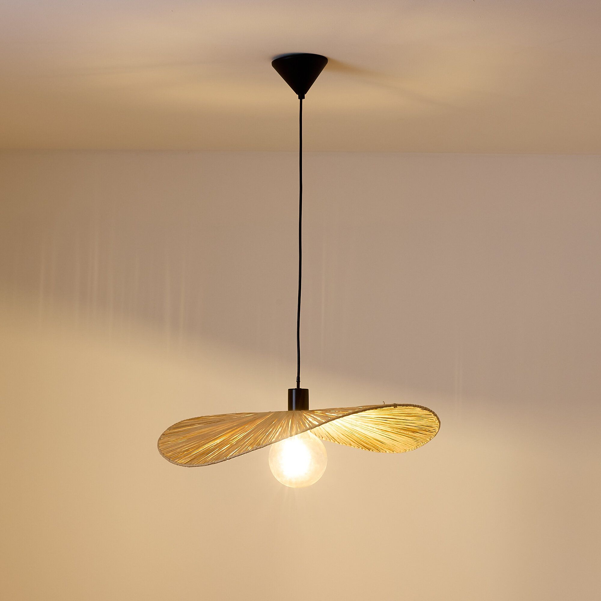 Suspension FLAT raphia naturel Ø60cm