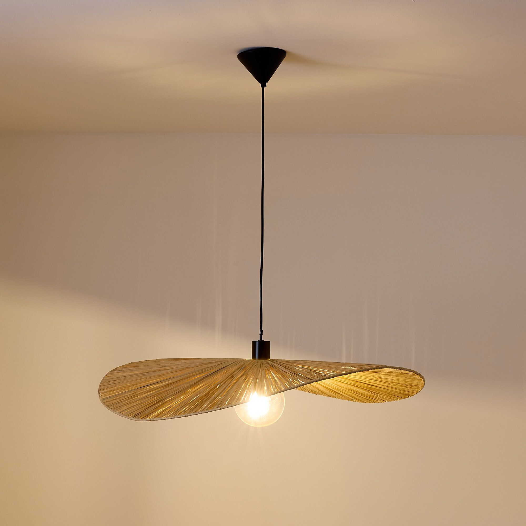 Suspension FLAT raphia naturel Ø80cm