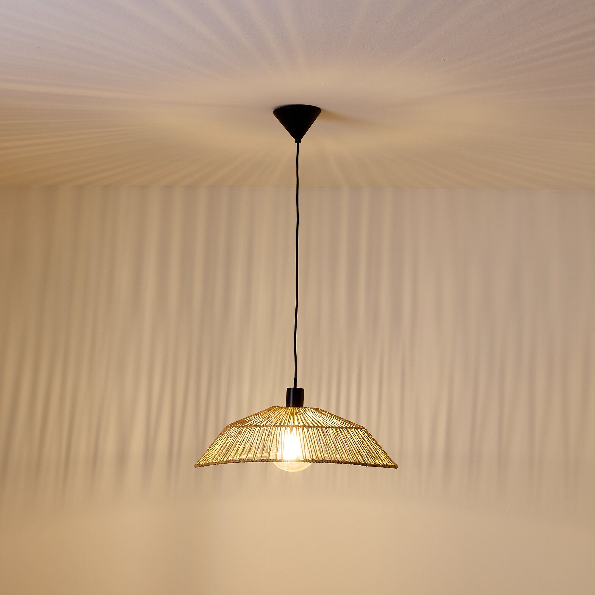 Suspension COROLLE corde papier naturel Ø50cm