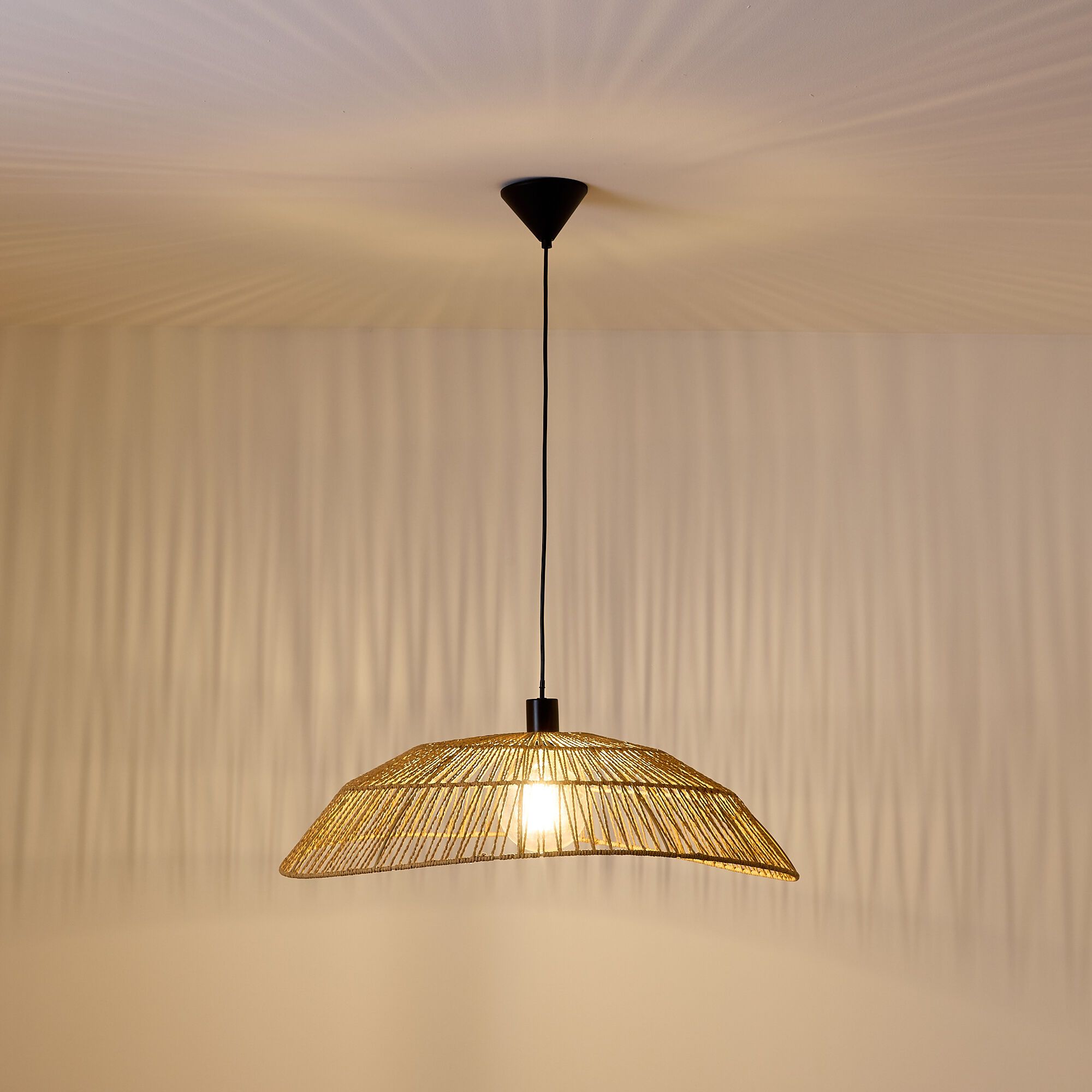 Suspension COROLLE corde papier naturel Ø70cm