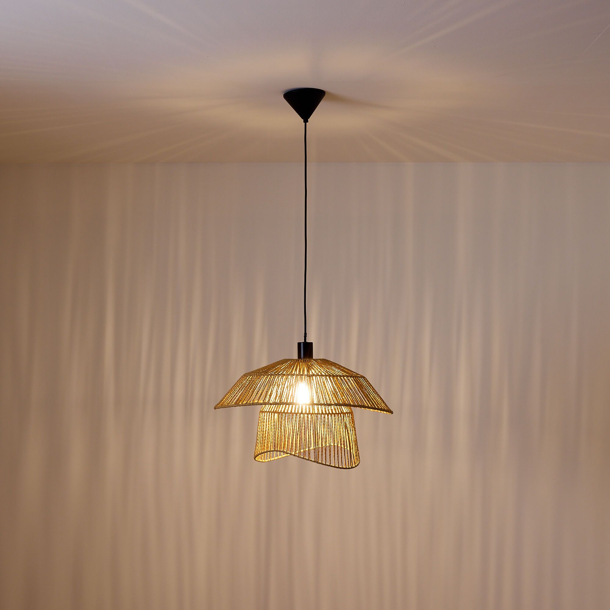Suspension COROLLE duo corde papier naturel Ø50cm