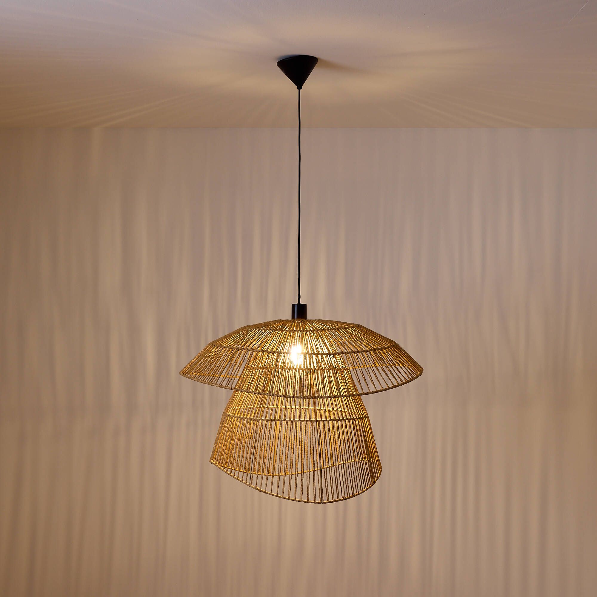 Suspension COROLLE duo corde papier naturel Ø70cm