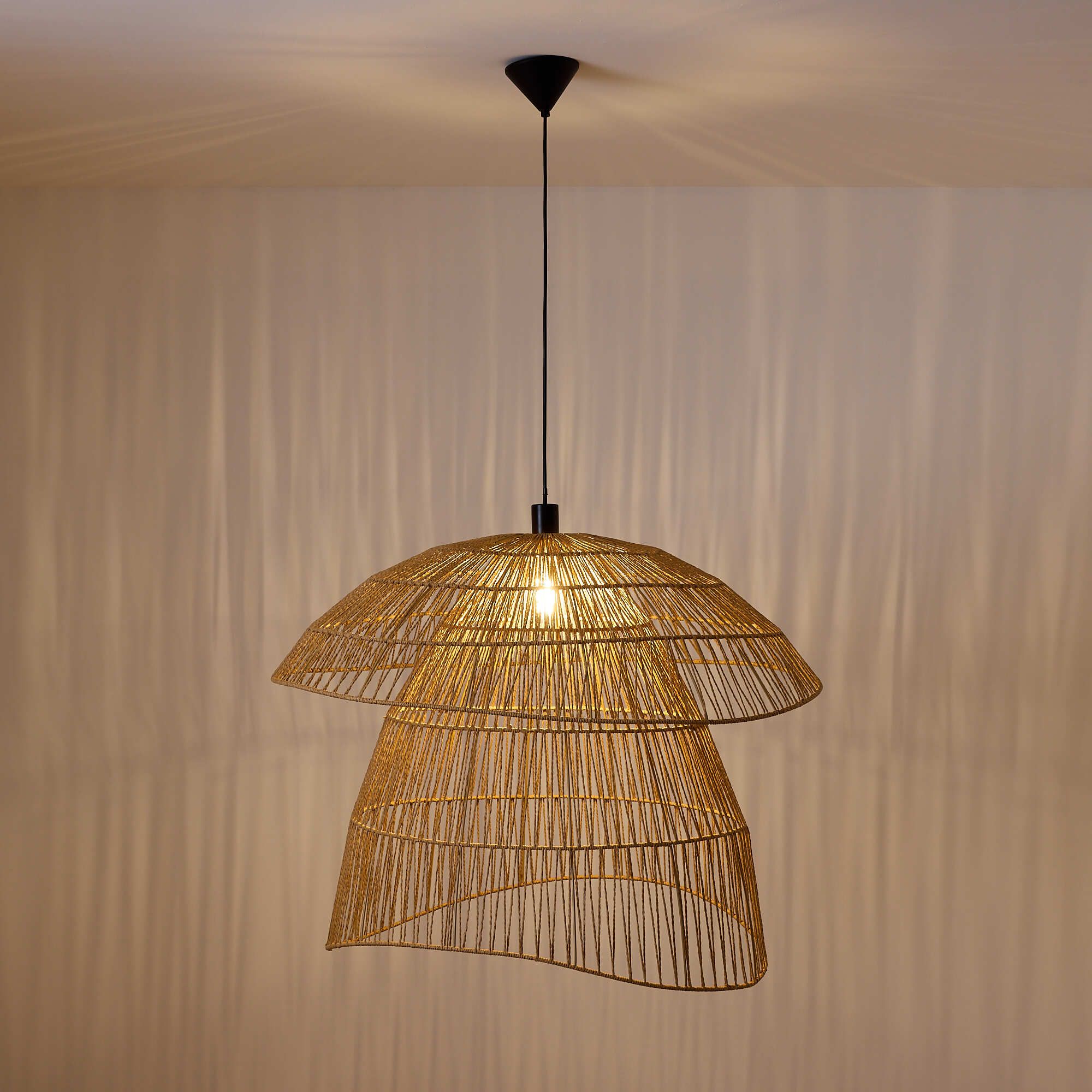 Suspension COROLLE duo corde papier naturel Ø90cm