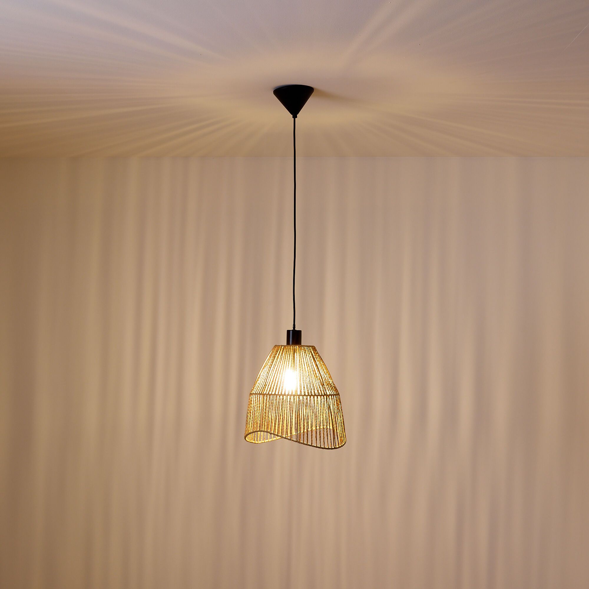 Suspension COROLLE corde papier naturel Ø30cm