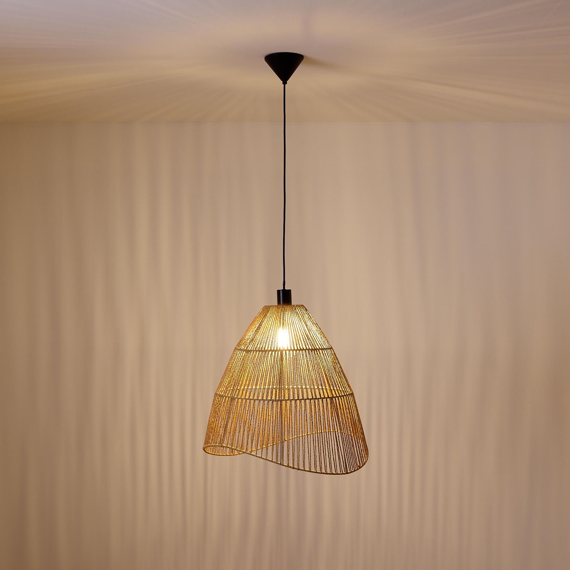 Suspension COROLLE corde papier naturel Ø50cm