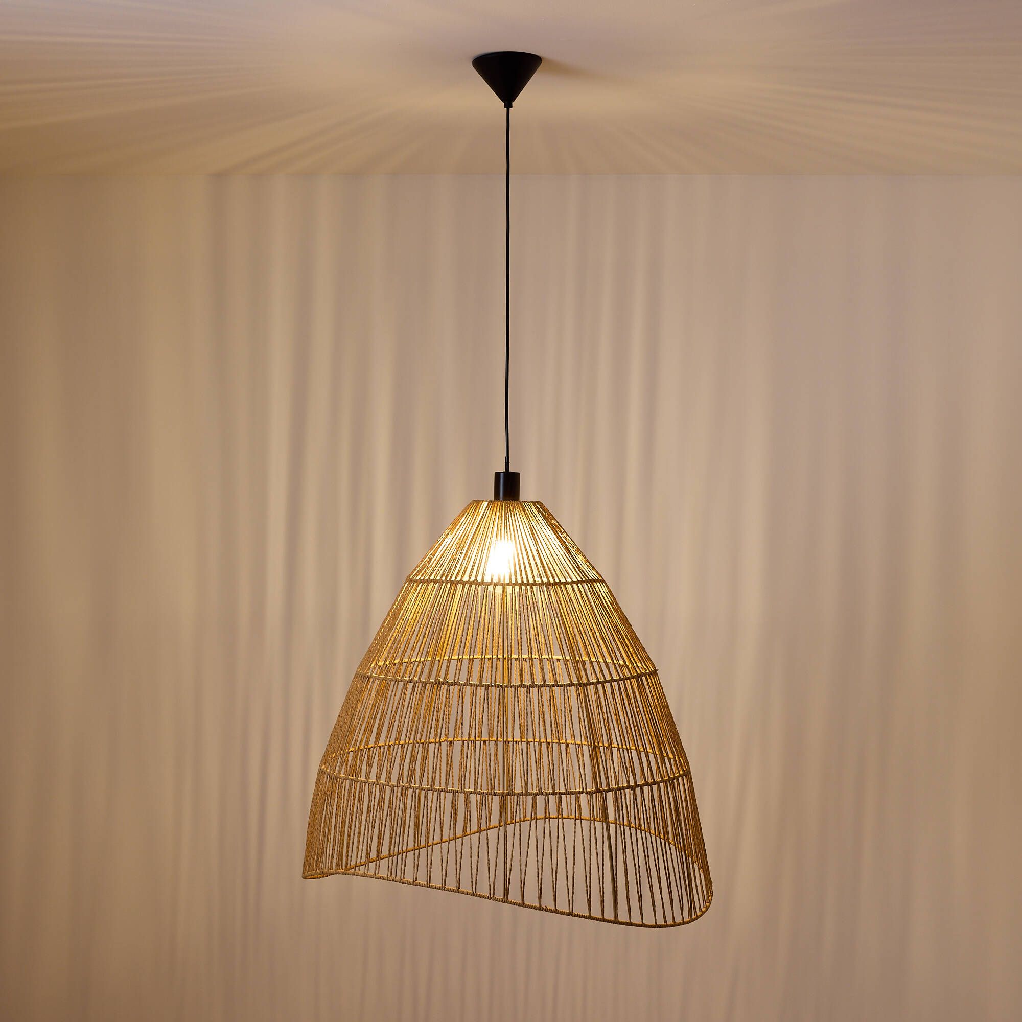 Suspension COROLLE corde papier naturel Ø70cm