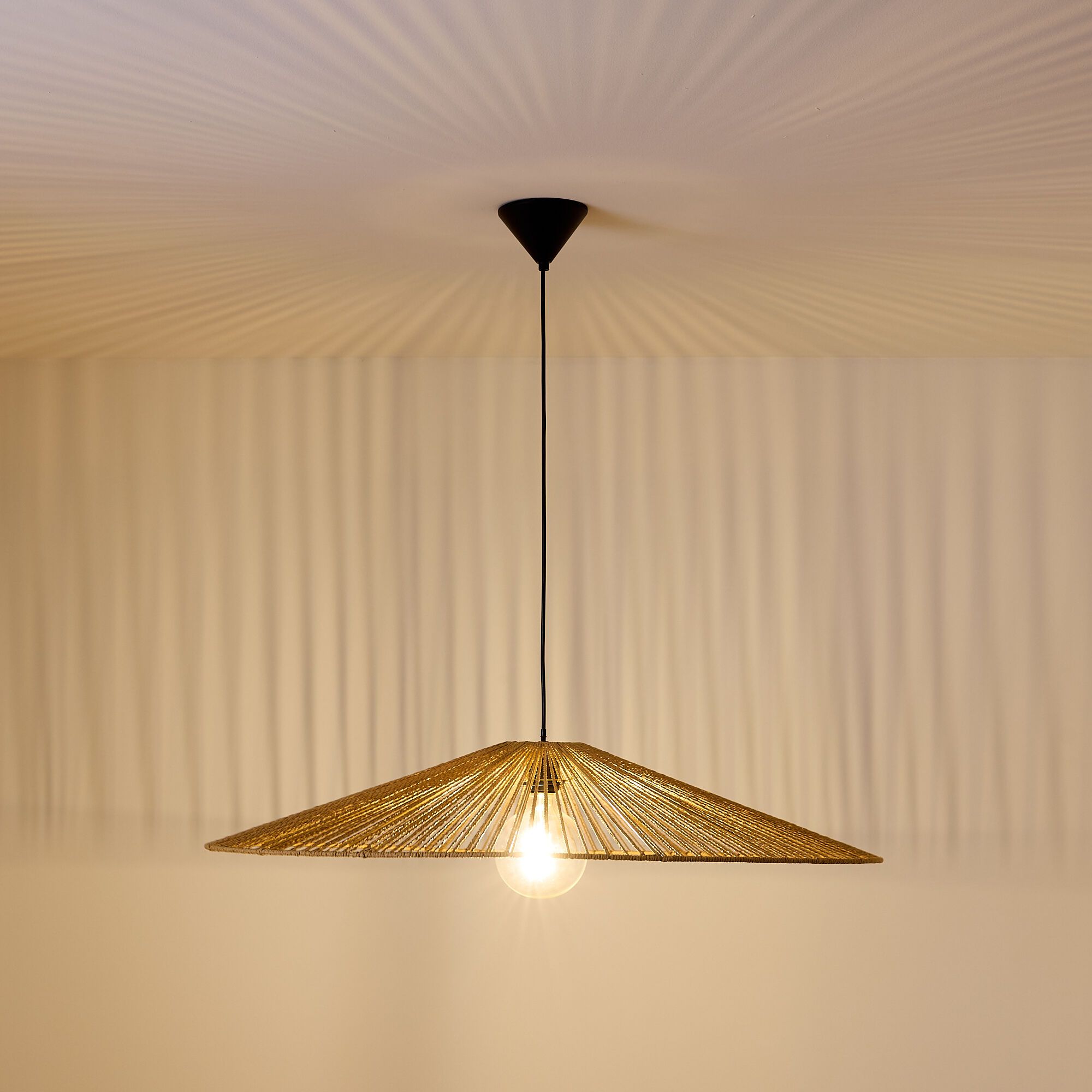 Suspension COROLLE corde papier naturel Ø90cm