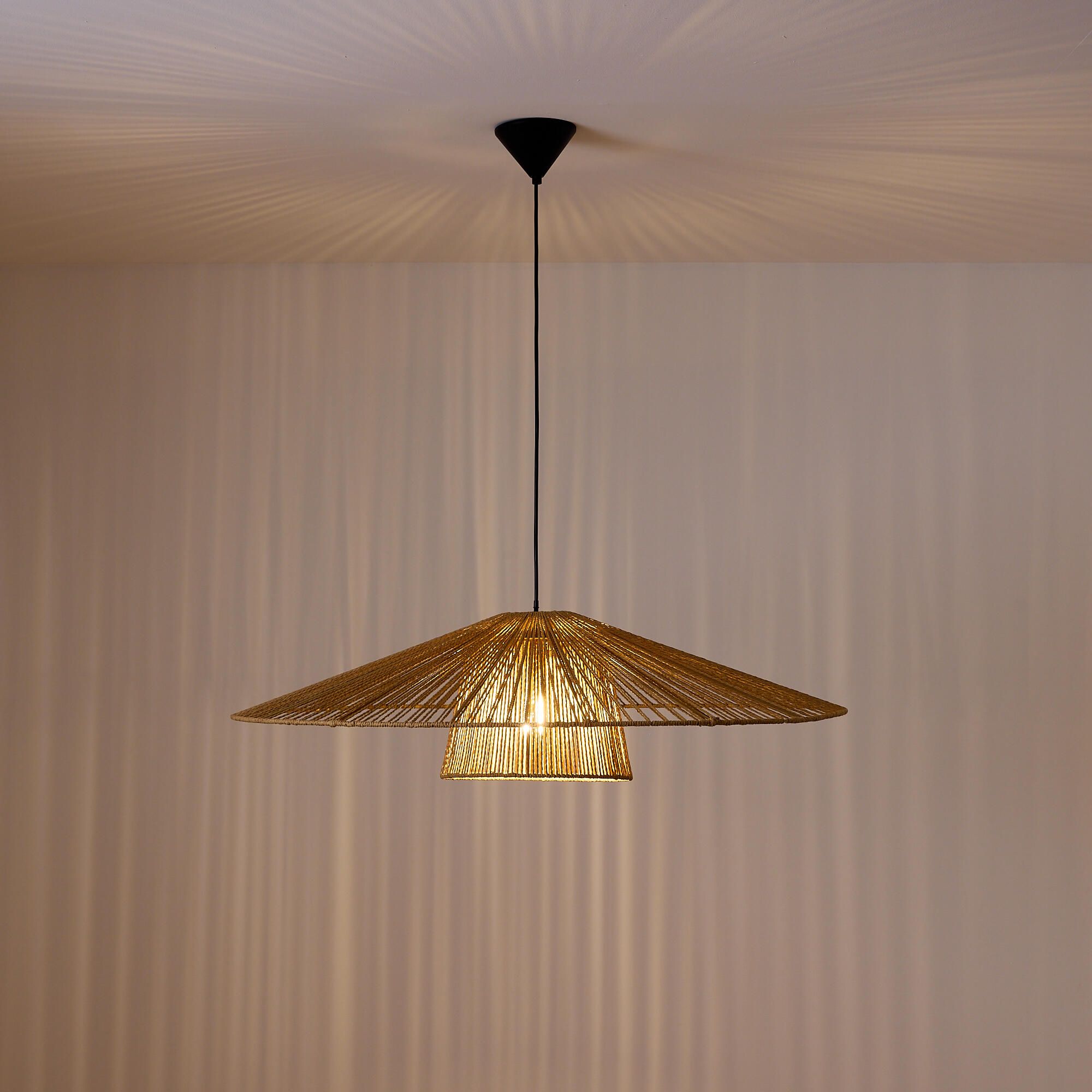 Suspension COROLLE duo corde papier naturel Ø90cm