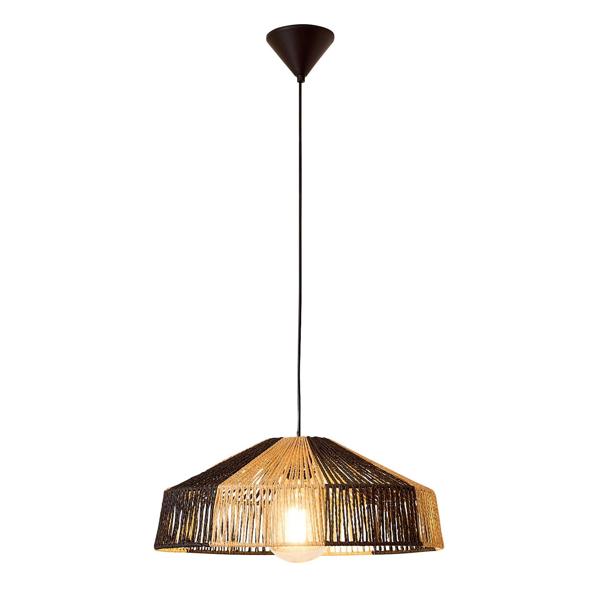 Suspension BI corde en papier naturel/noir Ø50cm