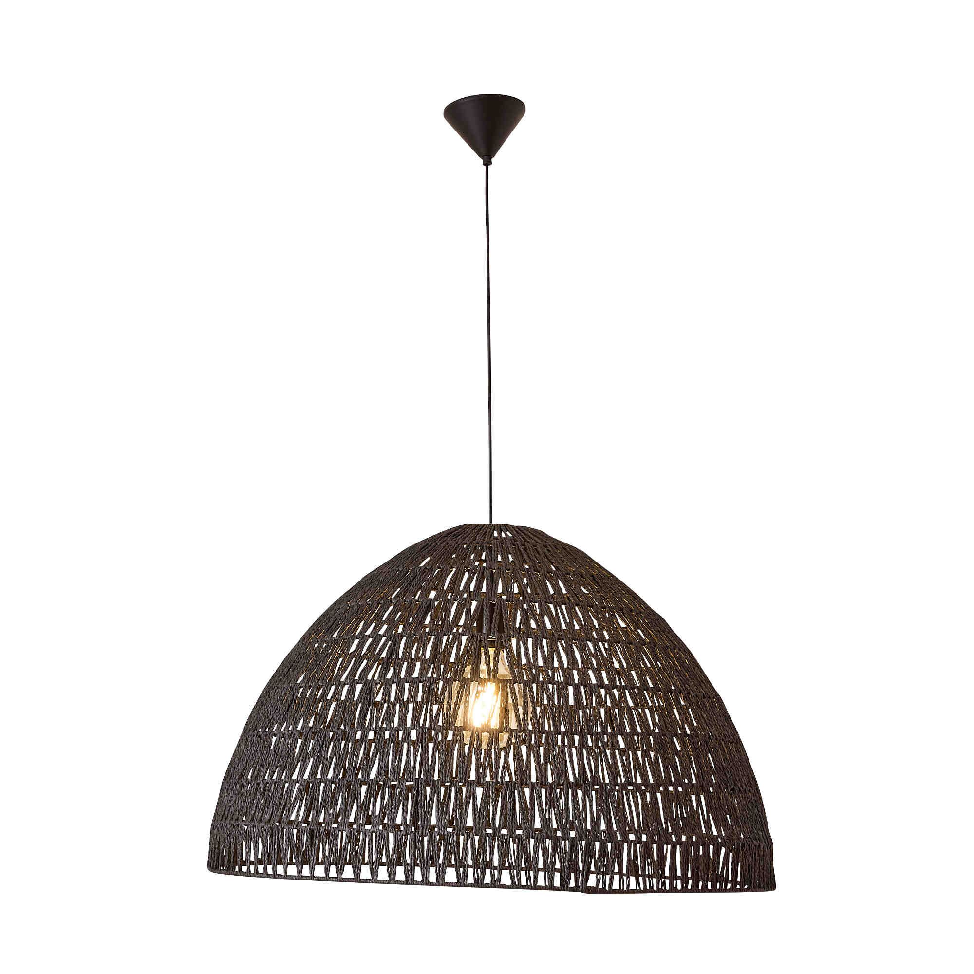 Suspension HARRY corde en papier naturel noir Ø80cm