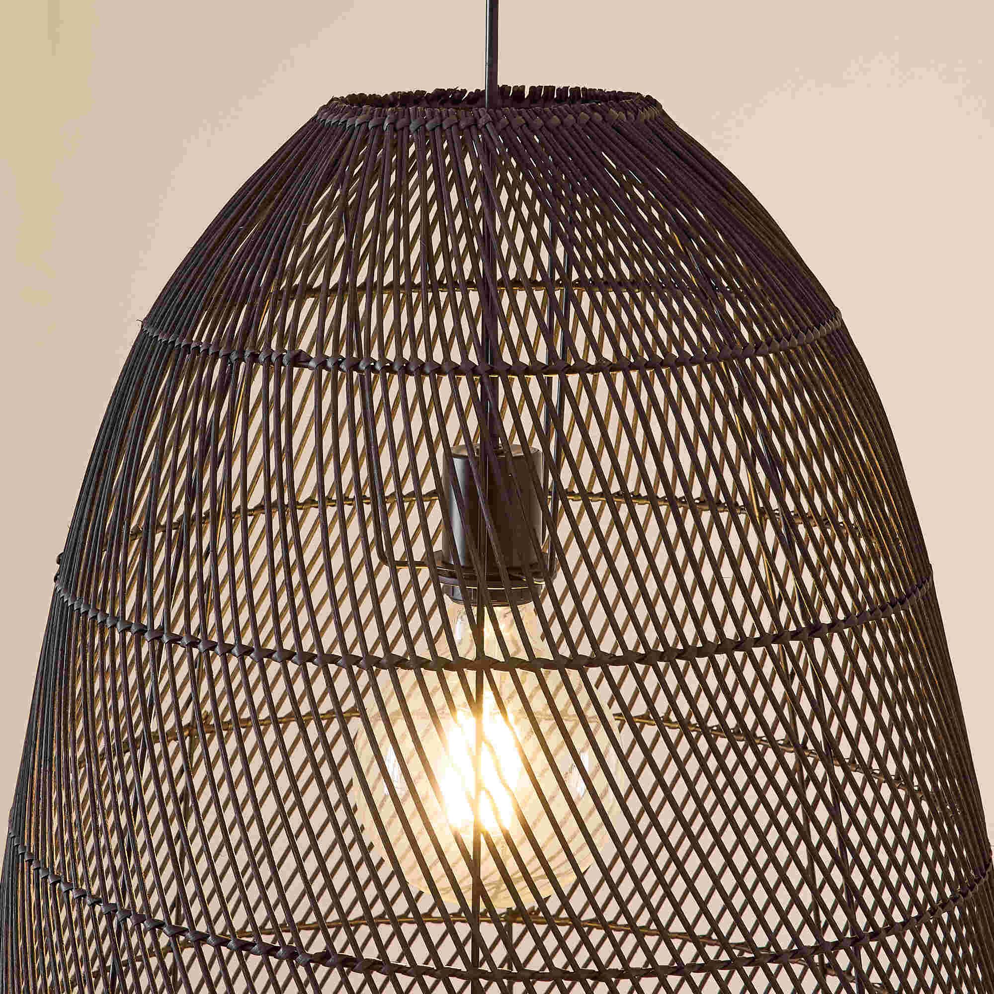 Suspension HARRY rotin noir Ø70cm