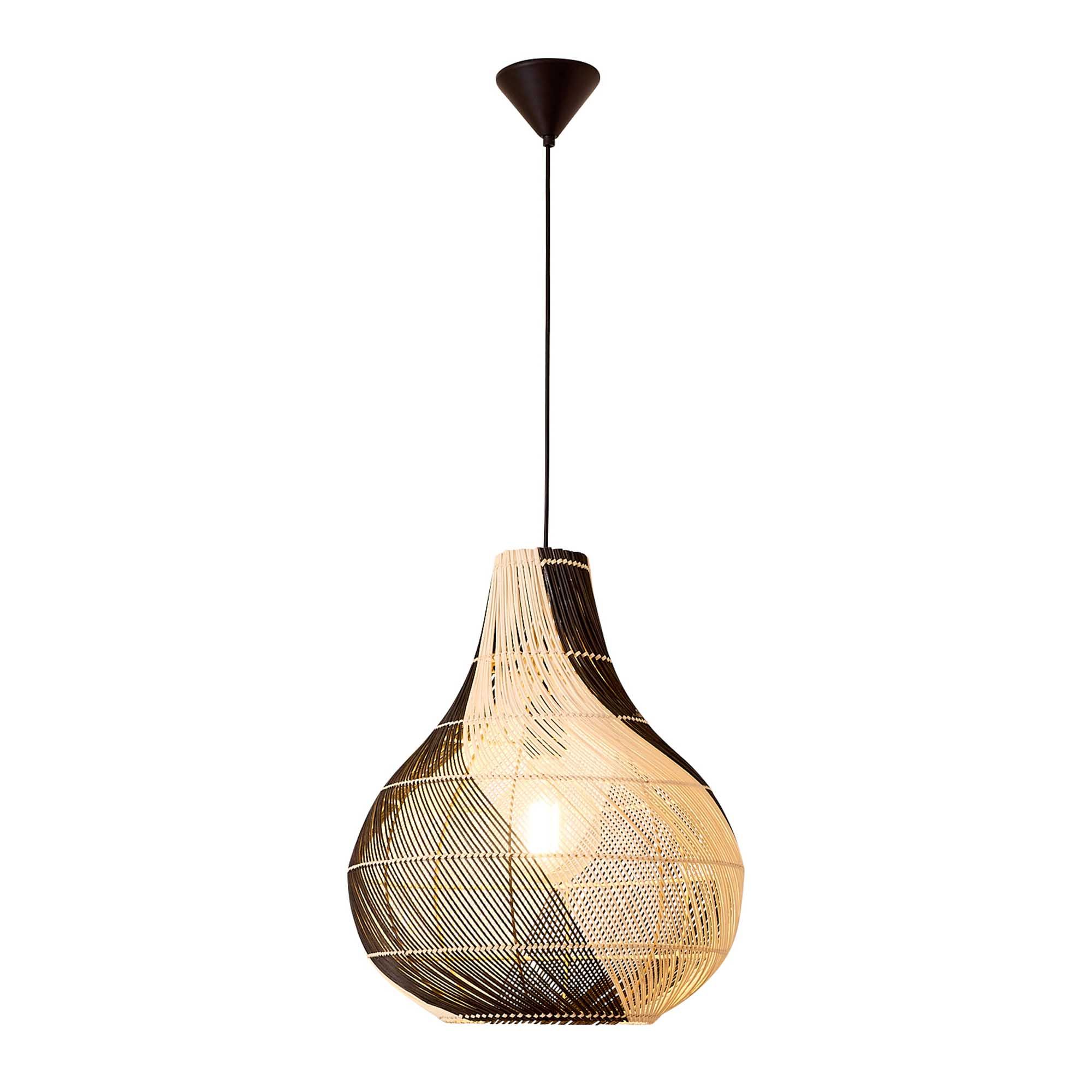 Suspension HANOI rotin blanc/noir Ø45cm