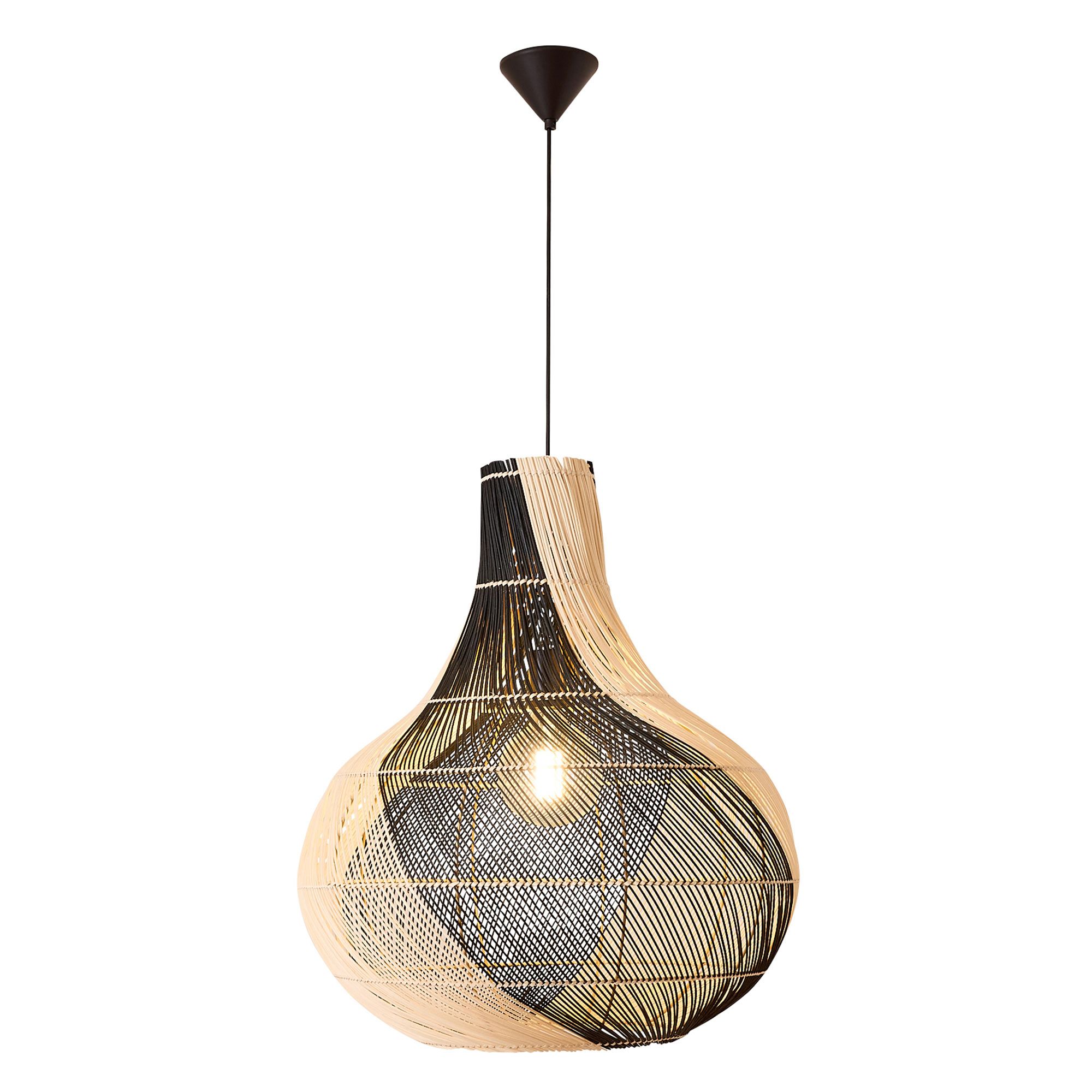 Suspension HANOI rotin blanc/noir Ø60cm