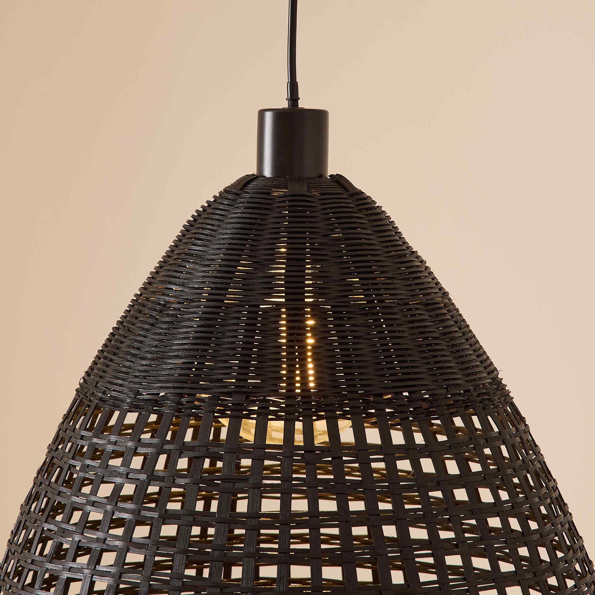 Suspension DANANG corde en papier noir Ø50cm