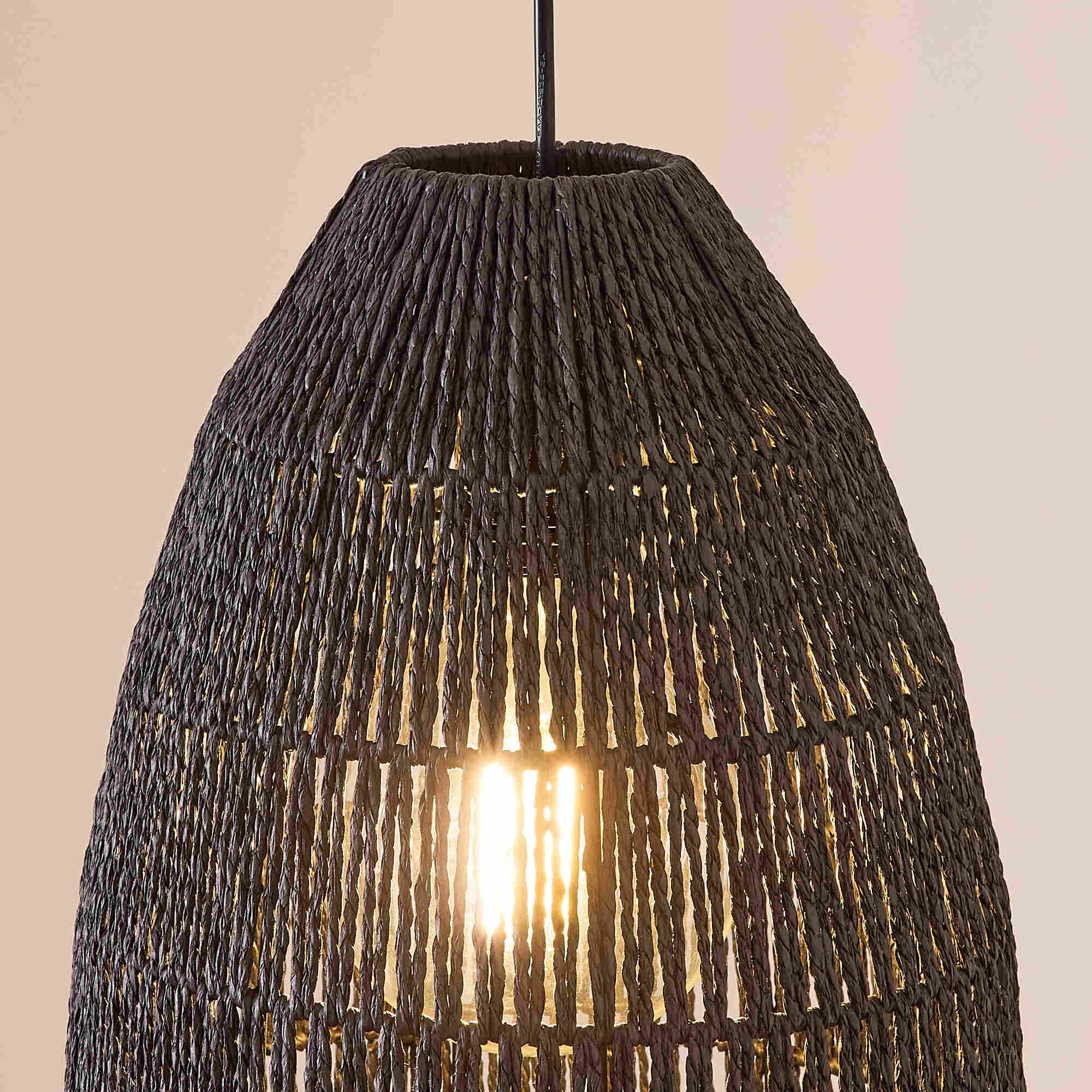 Suspension HUE raphia noir Ø31cm
