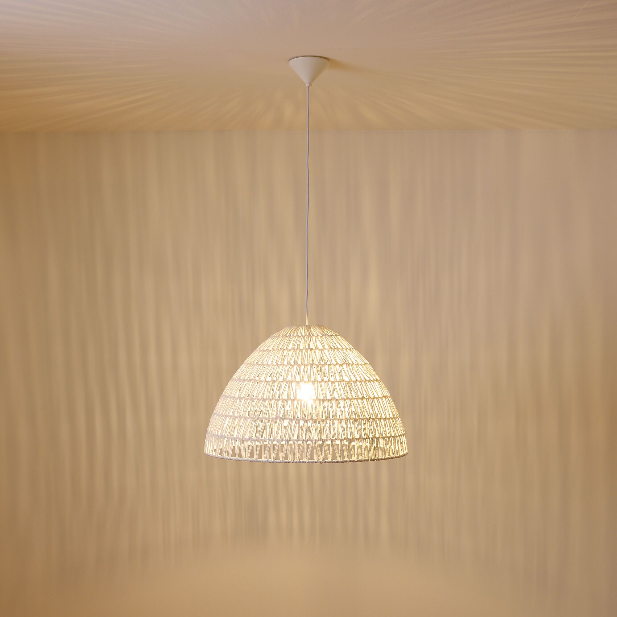 Suspension HARRY corde papier naturel/blanc Ø60cm