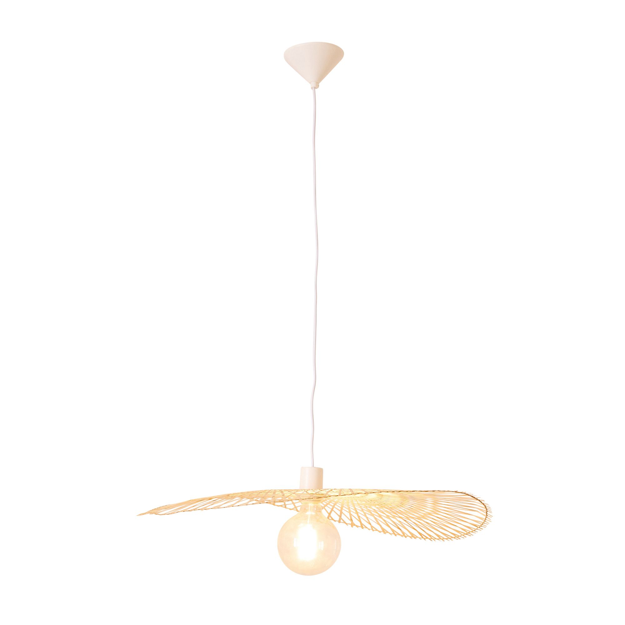 Suspension SAIGON  ajouré bambou naturel/blanc Ø70cm