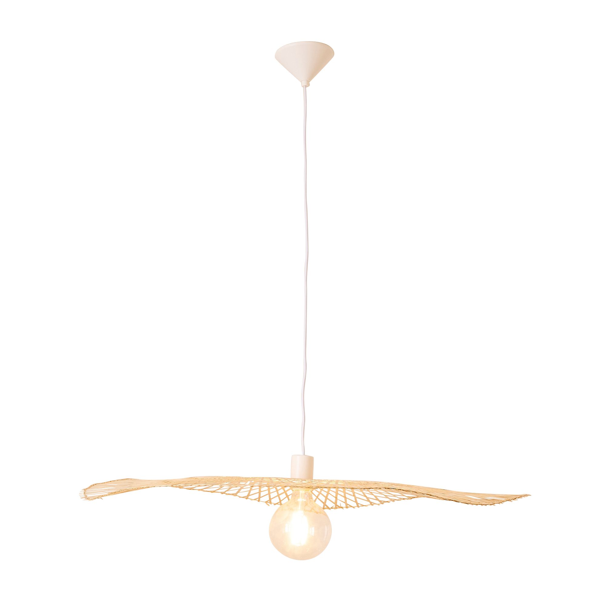 Suspension SAIGON  ajouré bambou naturel/blanc Ø70cm