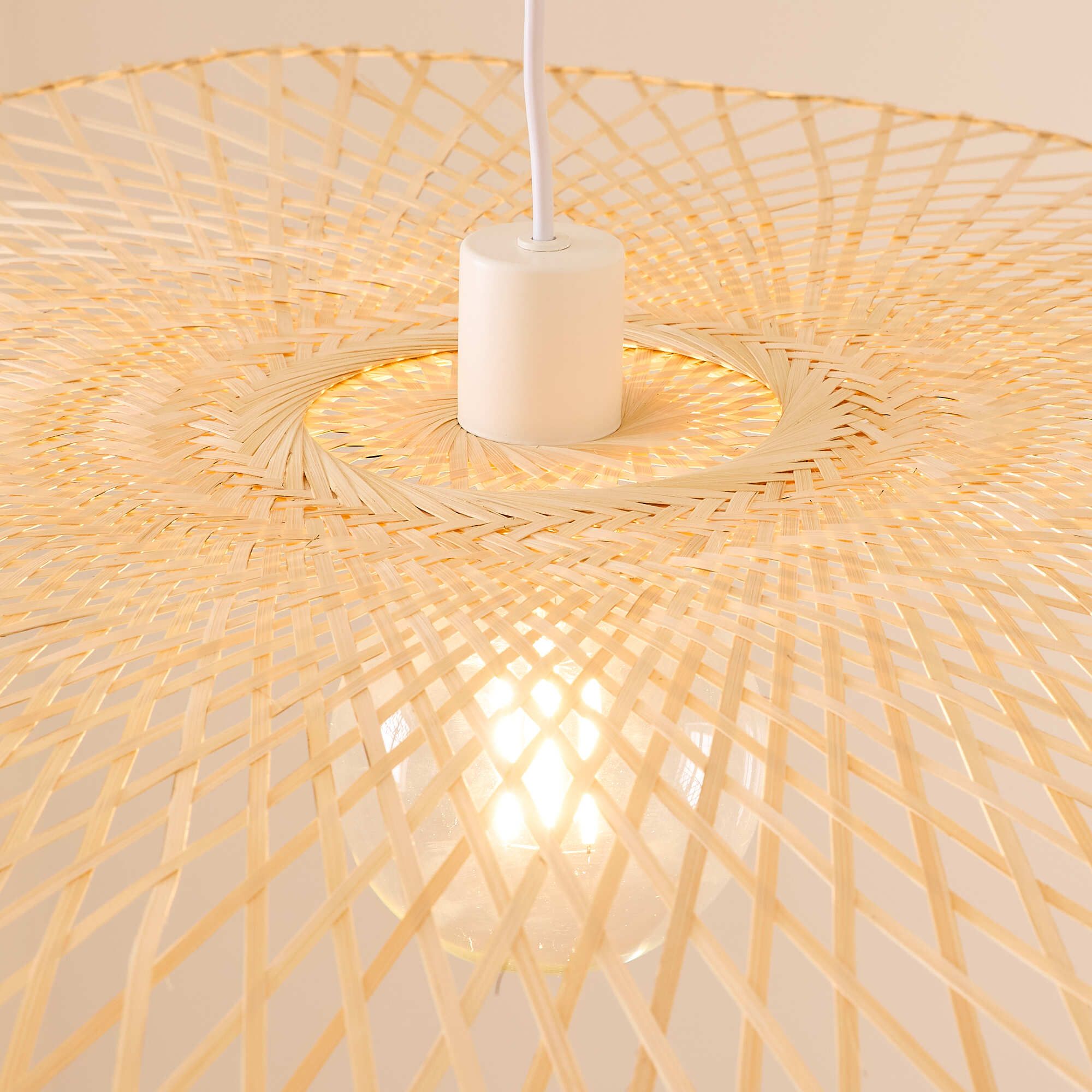 Suspension SAIGON  ajouré bambou naturel/blanc Ø70cm