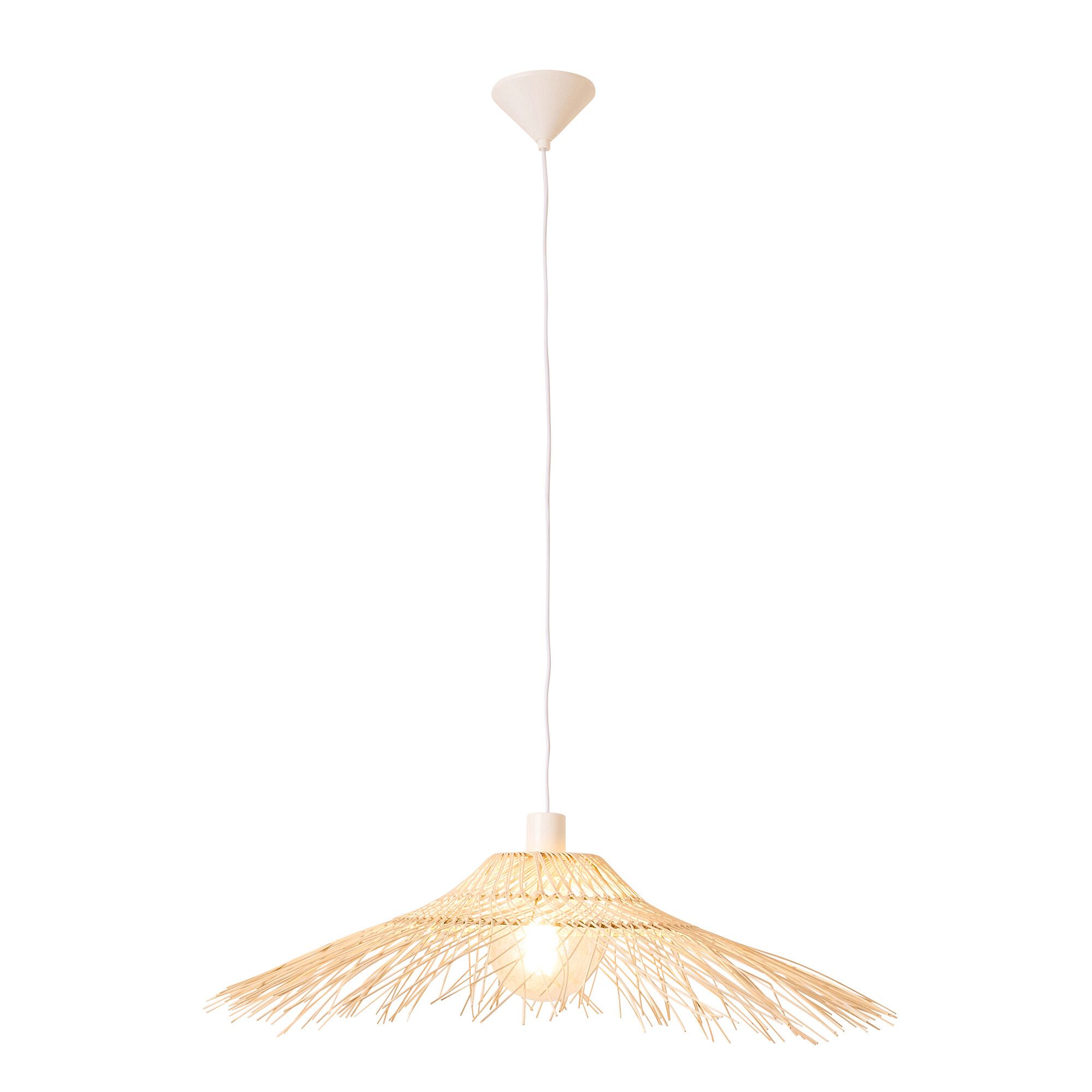Suspension SAIGON bambou effet paille naturel/blanc Ø70cm