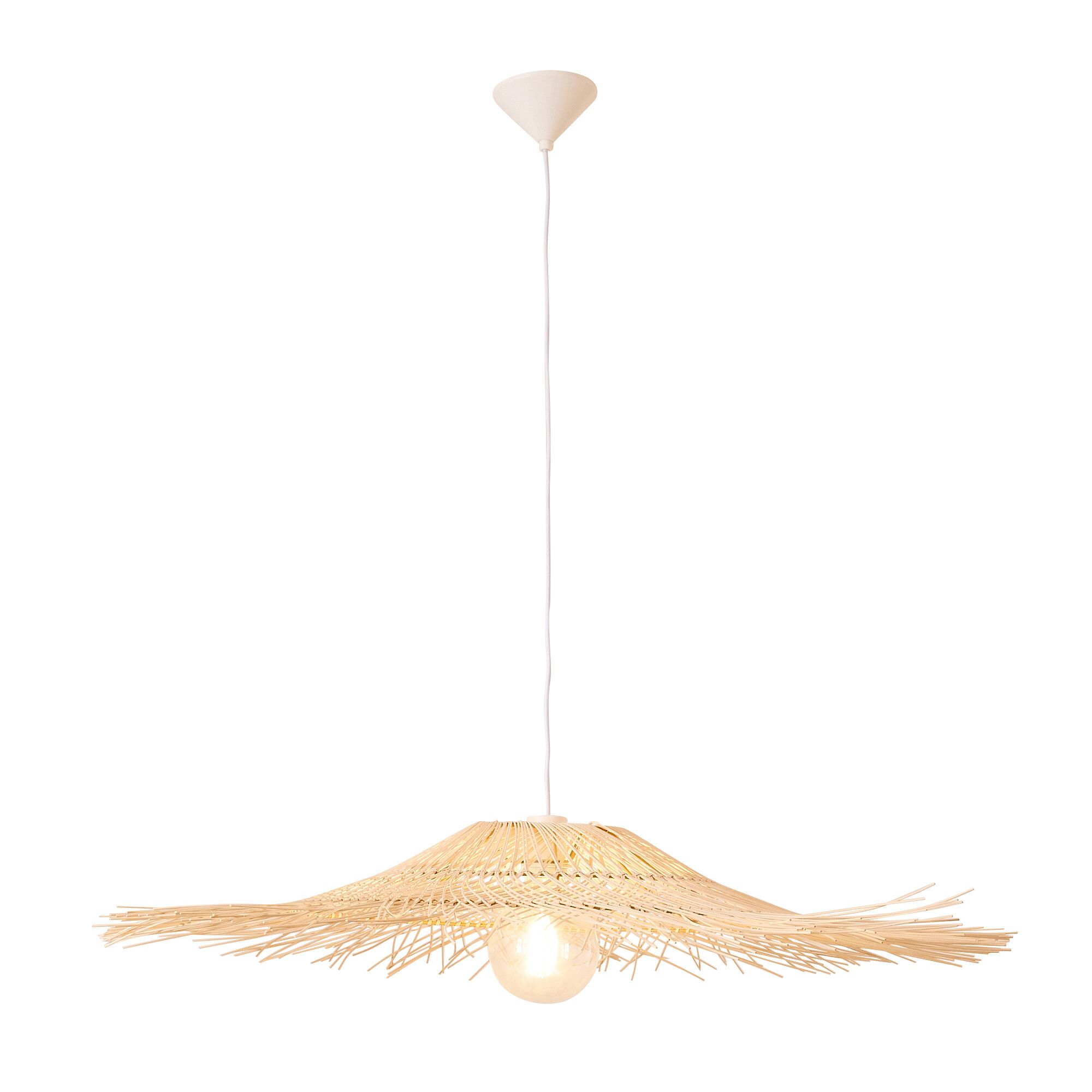 Suspension SAIGON bambou effet paille naturel/blanc Ø100cm