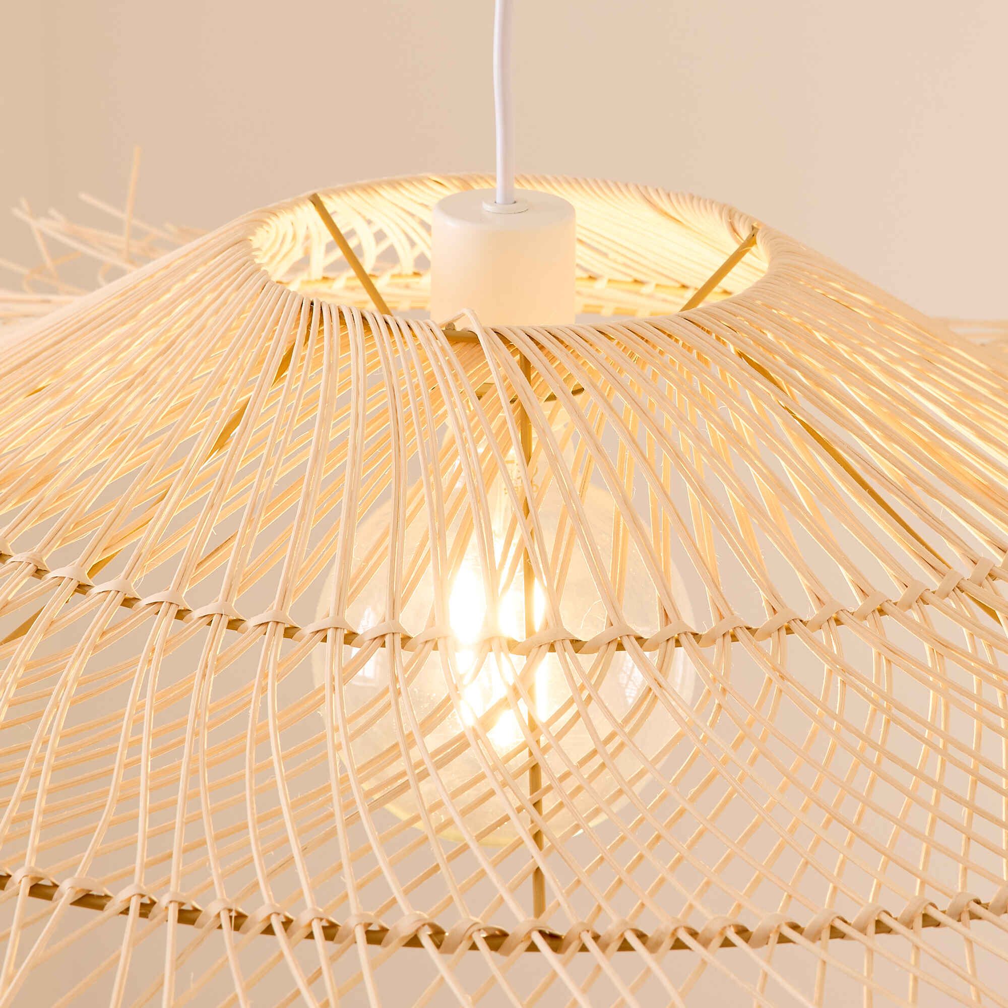 Suspension SAIGON bambou effet paille naturel/blanc Ø100cm