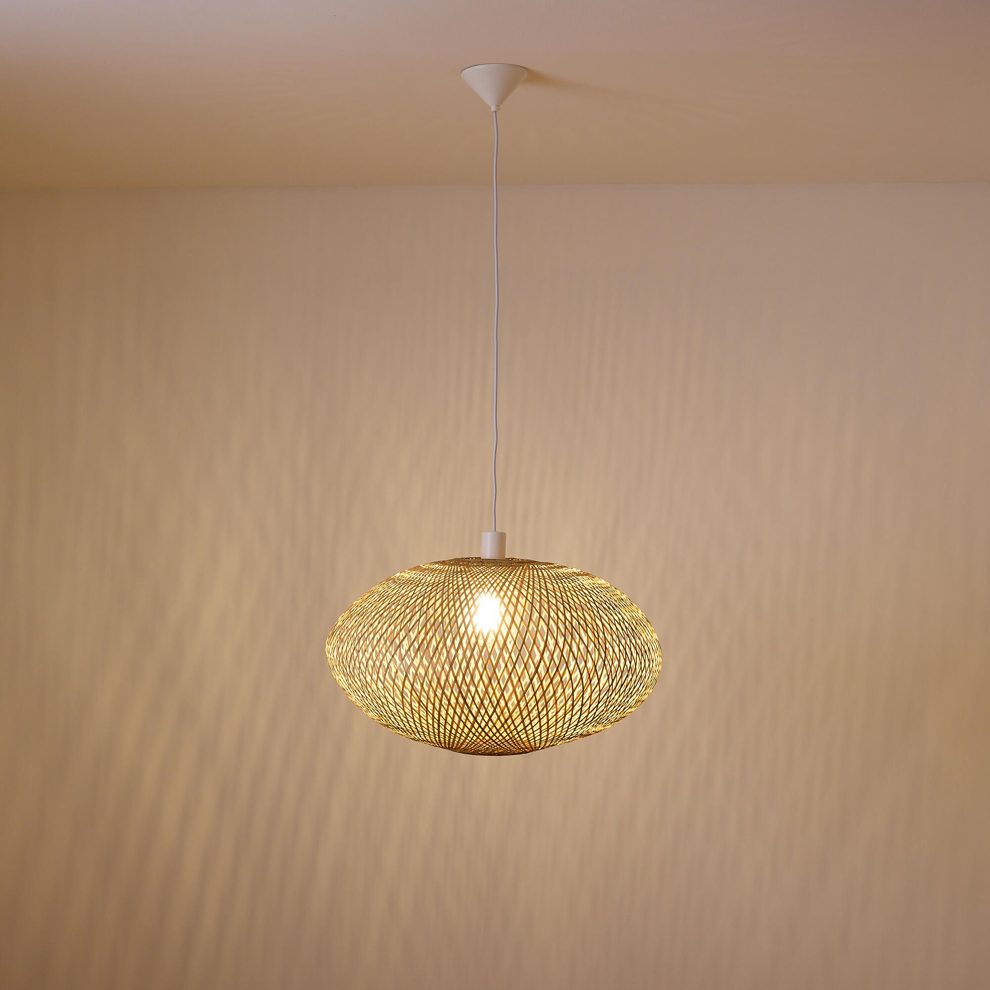 Suspension BOLLA bambou naturel/blanc Ø60cm
