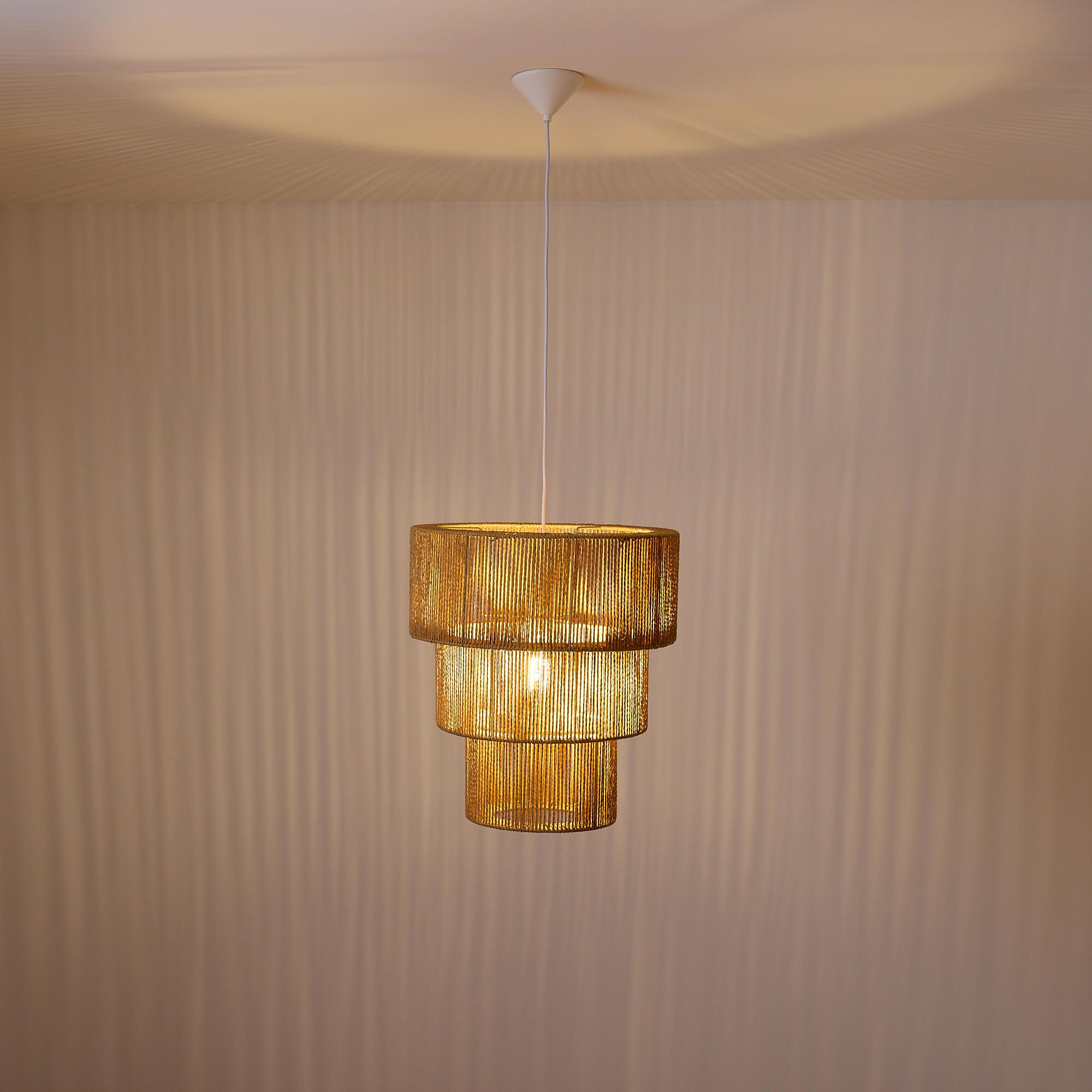 Suspension DELTA corde papier blanc/naturel Ø40cm