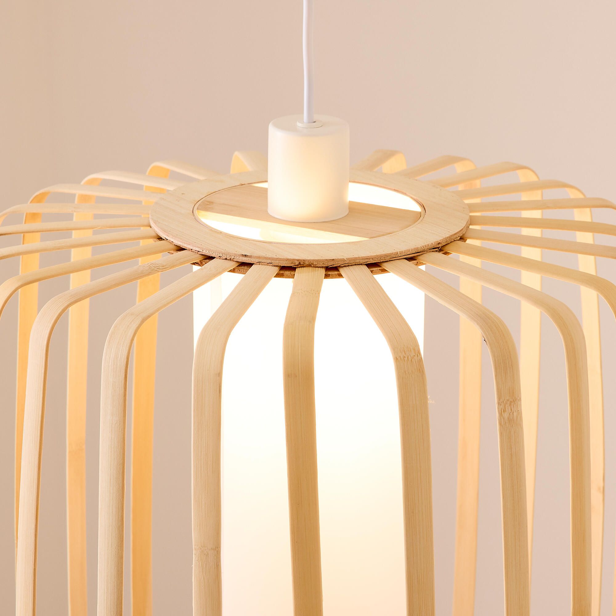 Suspension DRAGON bambou naturel/blanc Ø40cm