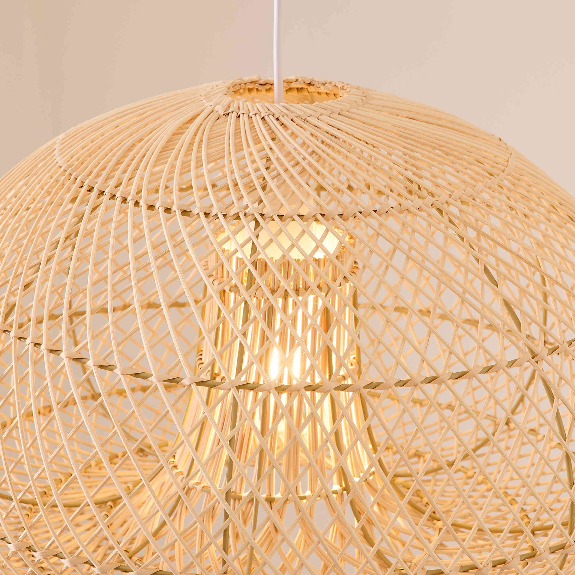 Suspension DALAT  rotin naturel/blanc Ø60cm